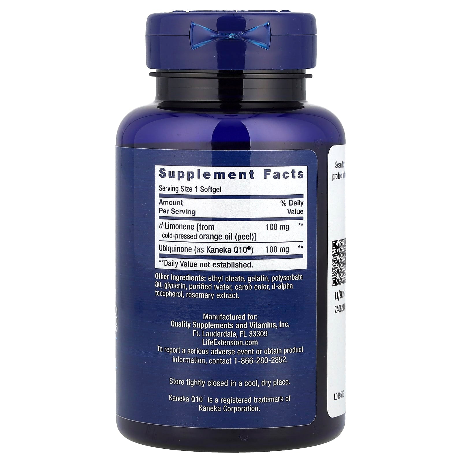 Life Extension, CoQ10 (Ubiquinone) with d-Limonene, 100 mg, 60 Softgels