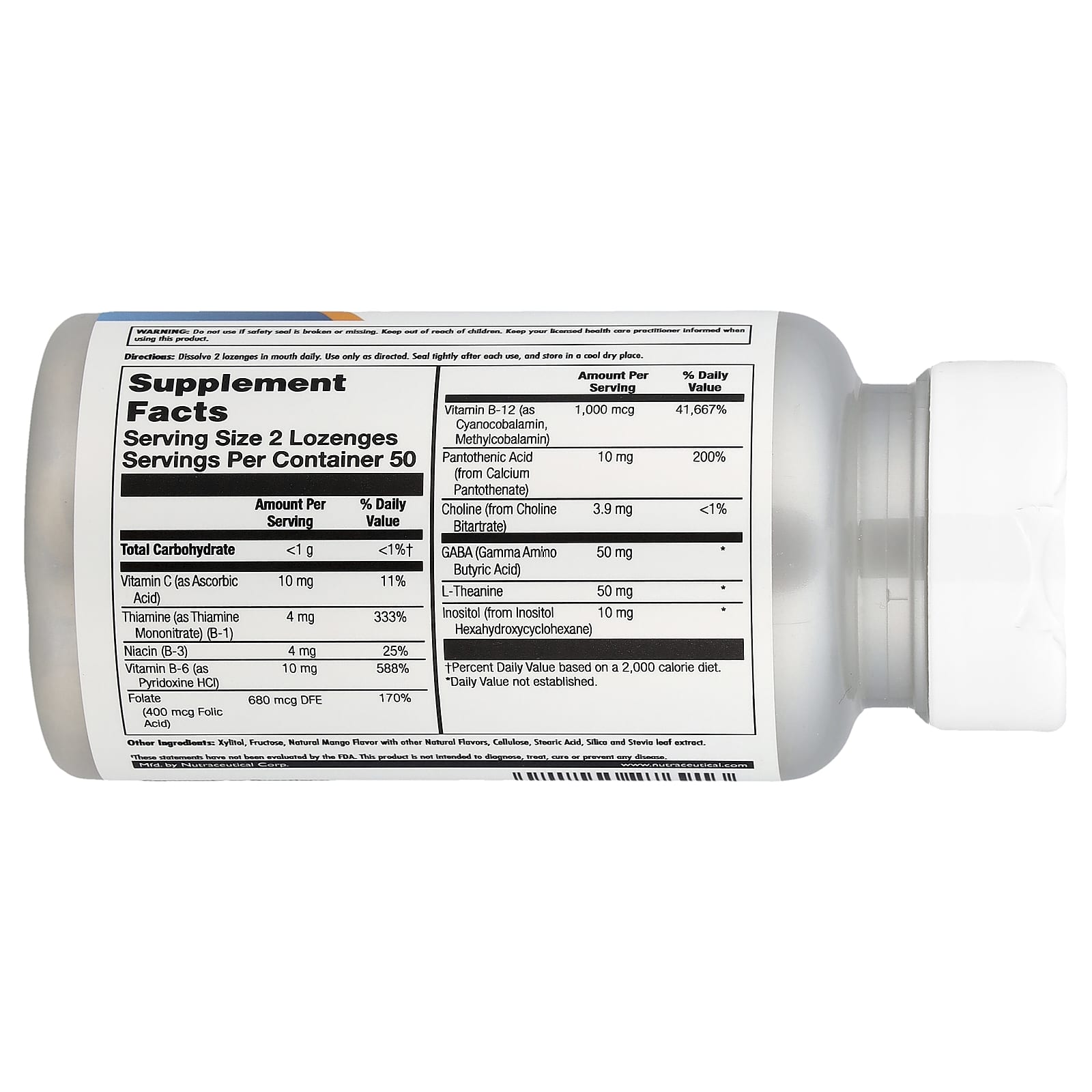 KAL, GABA L-Theanine Stress B, Mango Tangerine, 100 Lozenges