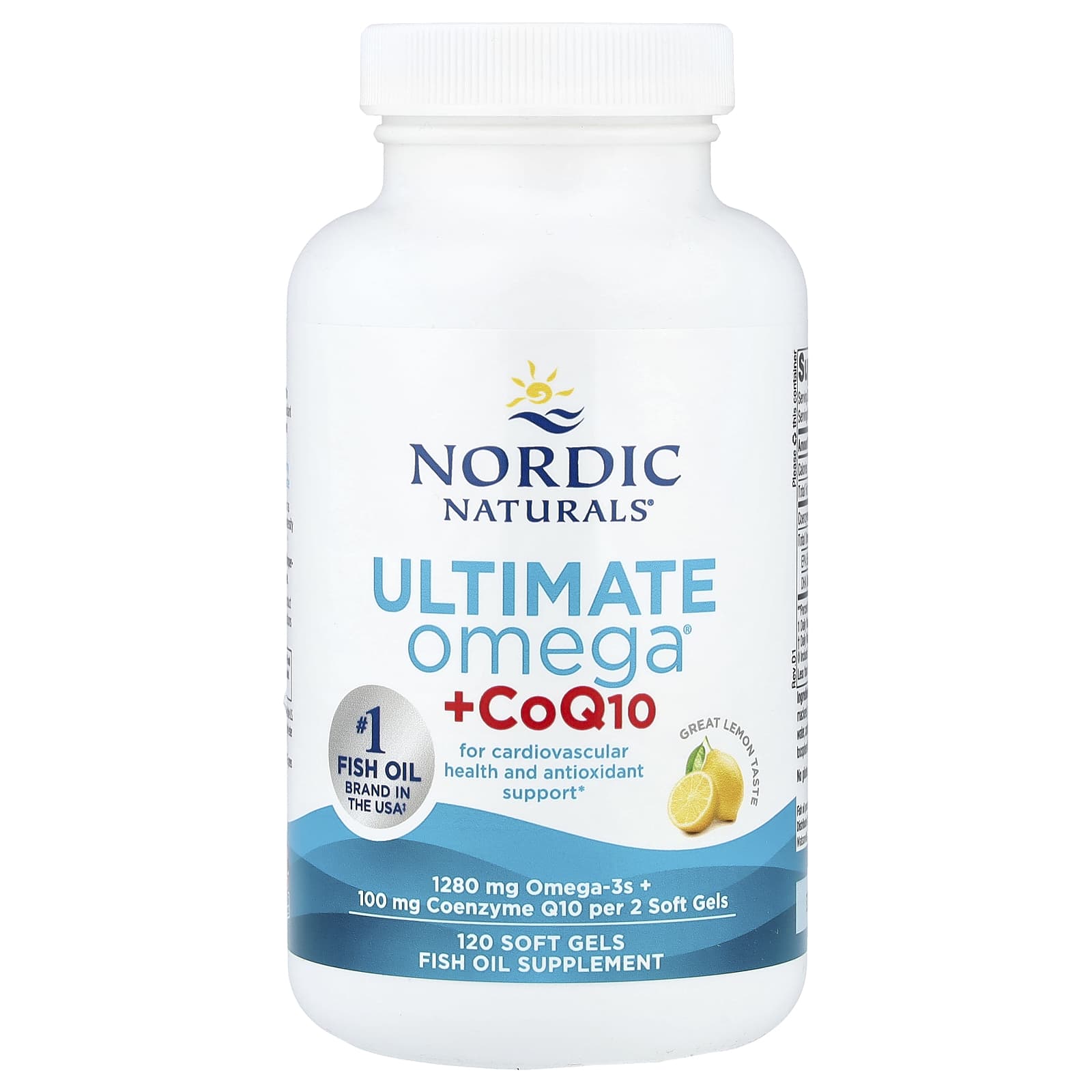 Nordic Naturals, Ultimate Omega® + CoQ10, Lemon, 120 Soft Gels