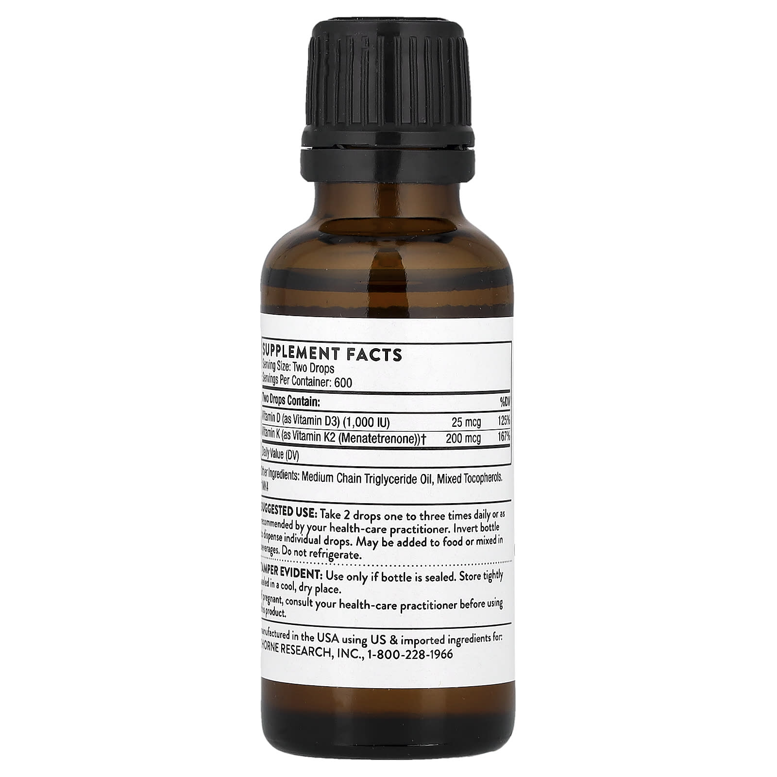 Thorne, Vitamin D + K2, 1 fl oz (30 ml)
