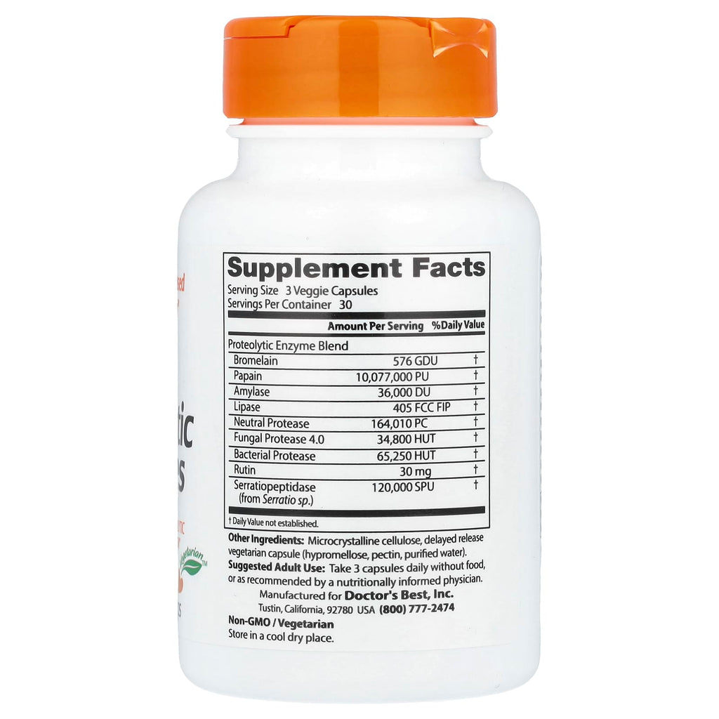 Doctor's Best, Proteolytic Enzymes, 90 Delayed Release Veggie Caps