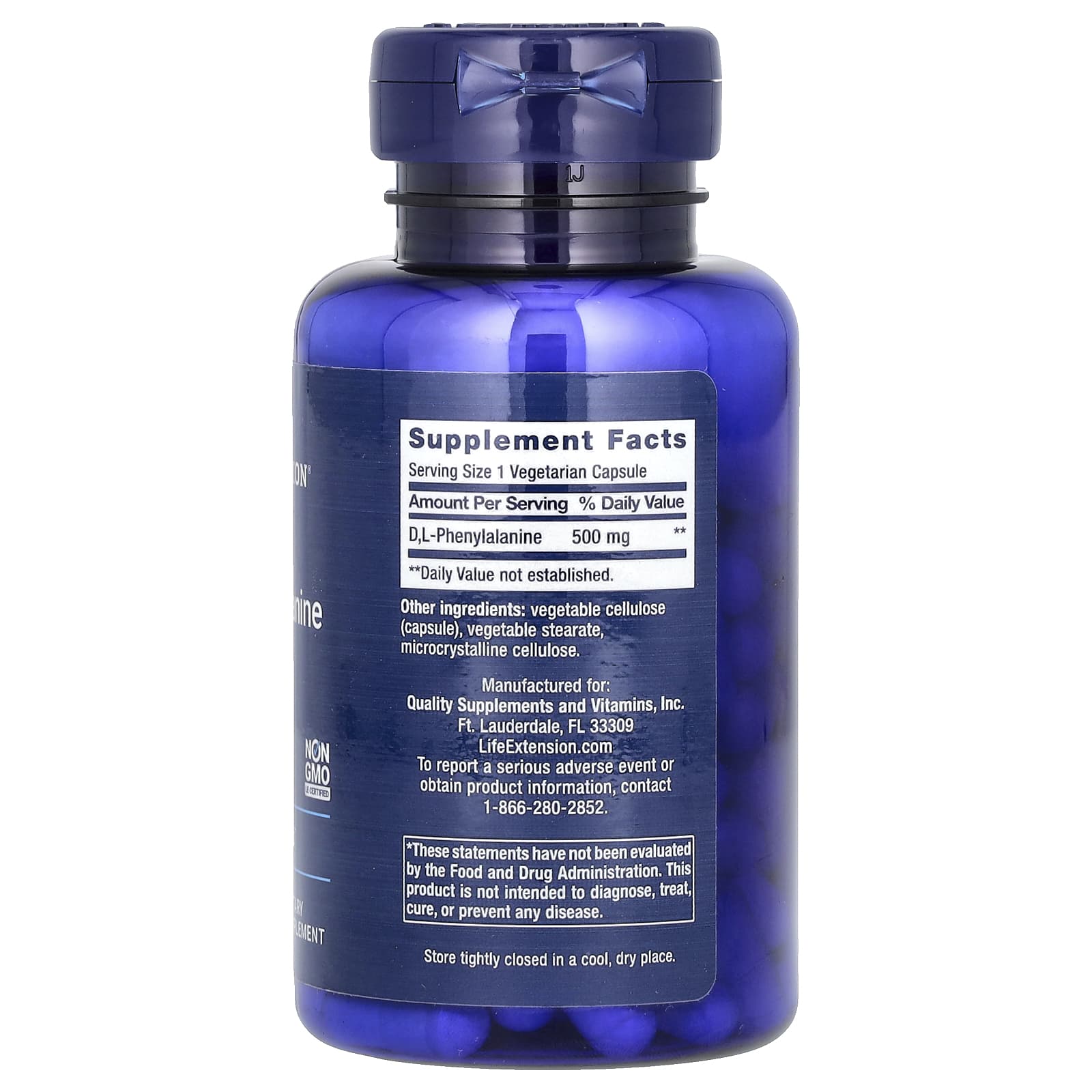 Life Extension, D, L-Phenylalanine, 500 mg, 100 Vegetarian Capsules