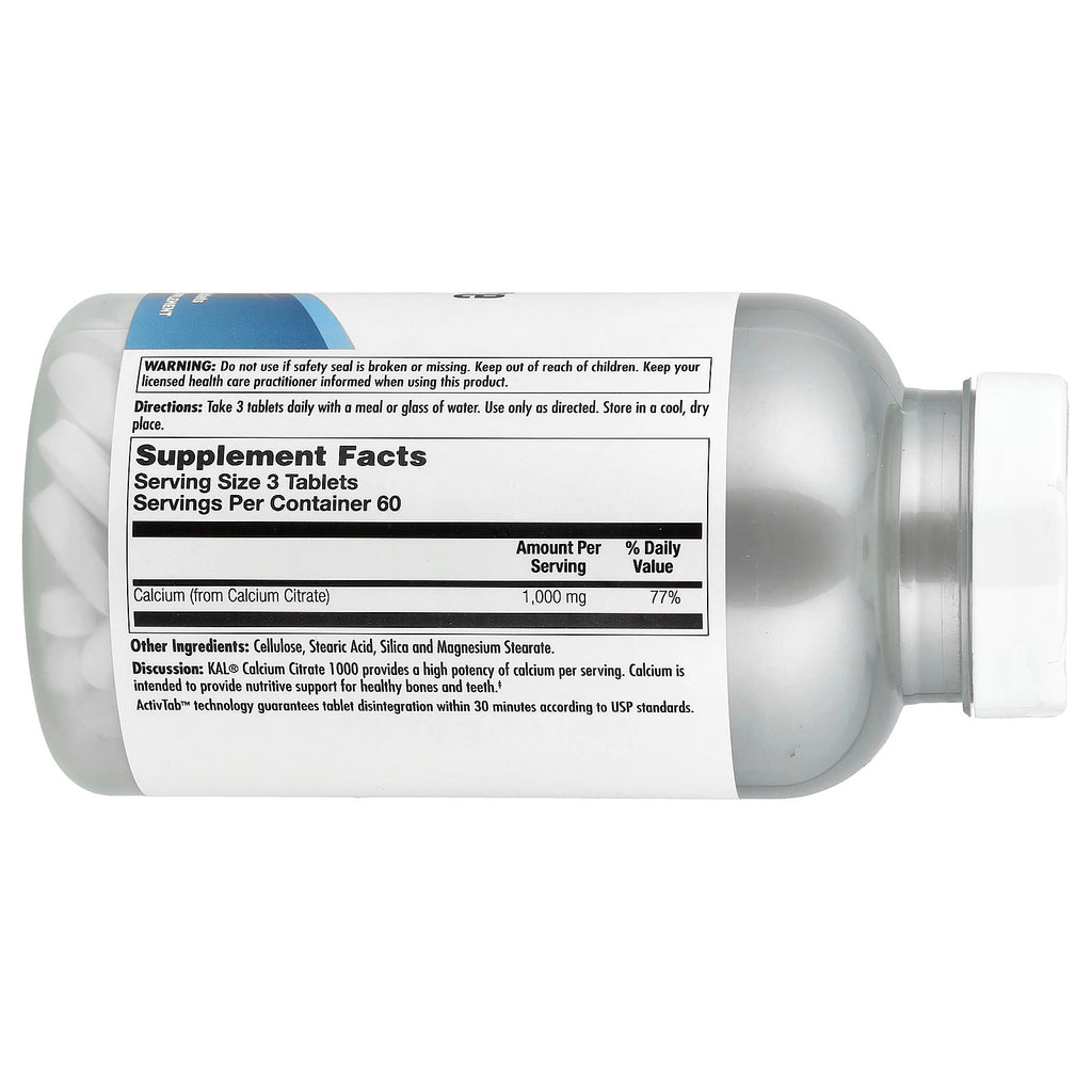 KAL, Calcium Citrate 1000, 180 Tablets (333 mg per Tablet)