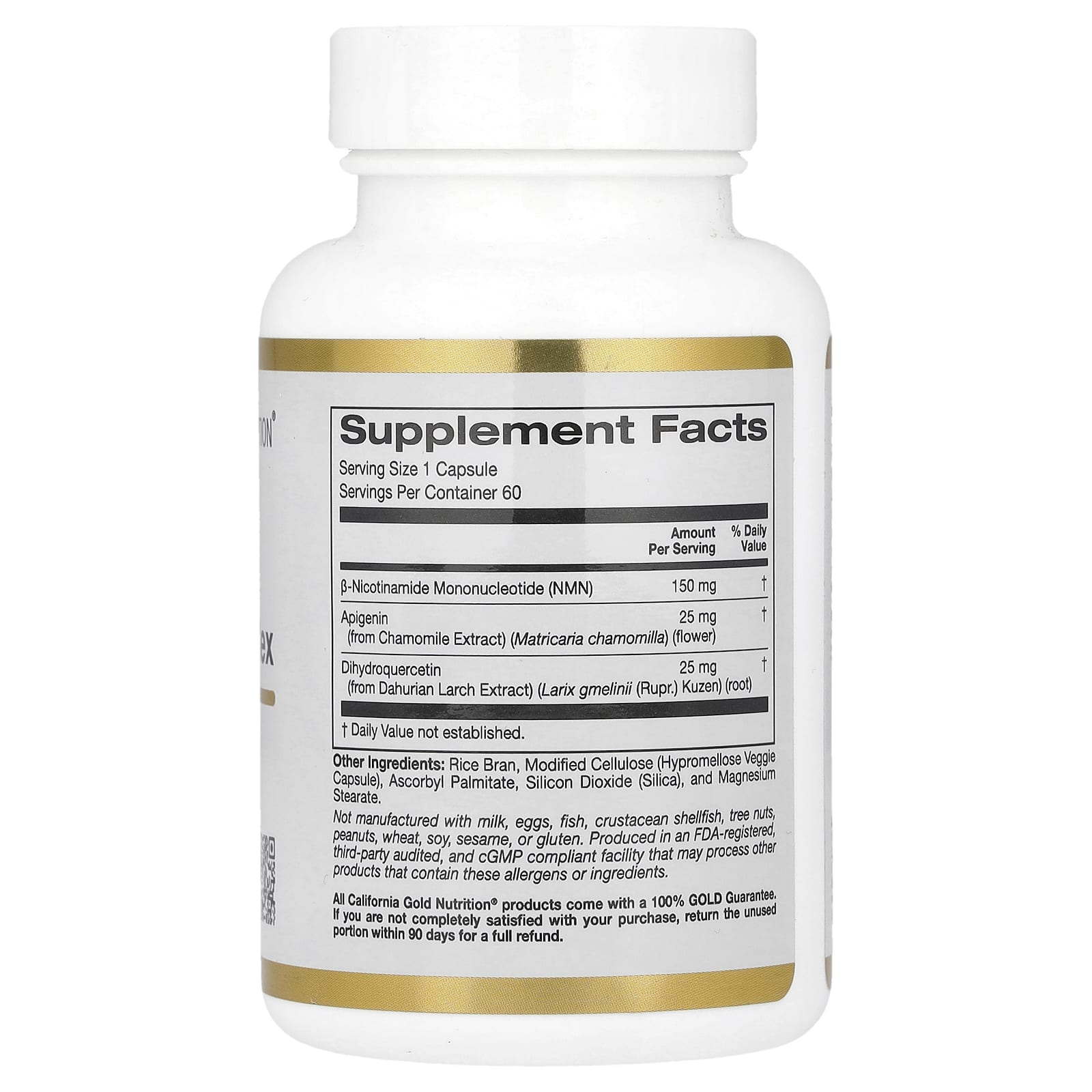 California Gold Nutrition, NMN Flavonoid Complex with Apigenin and Dihydroquercetin, 60 Veggie Capsules