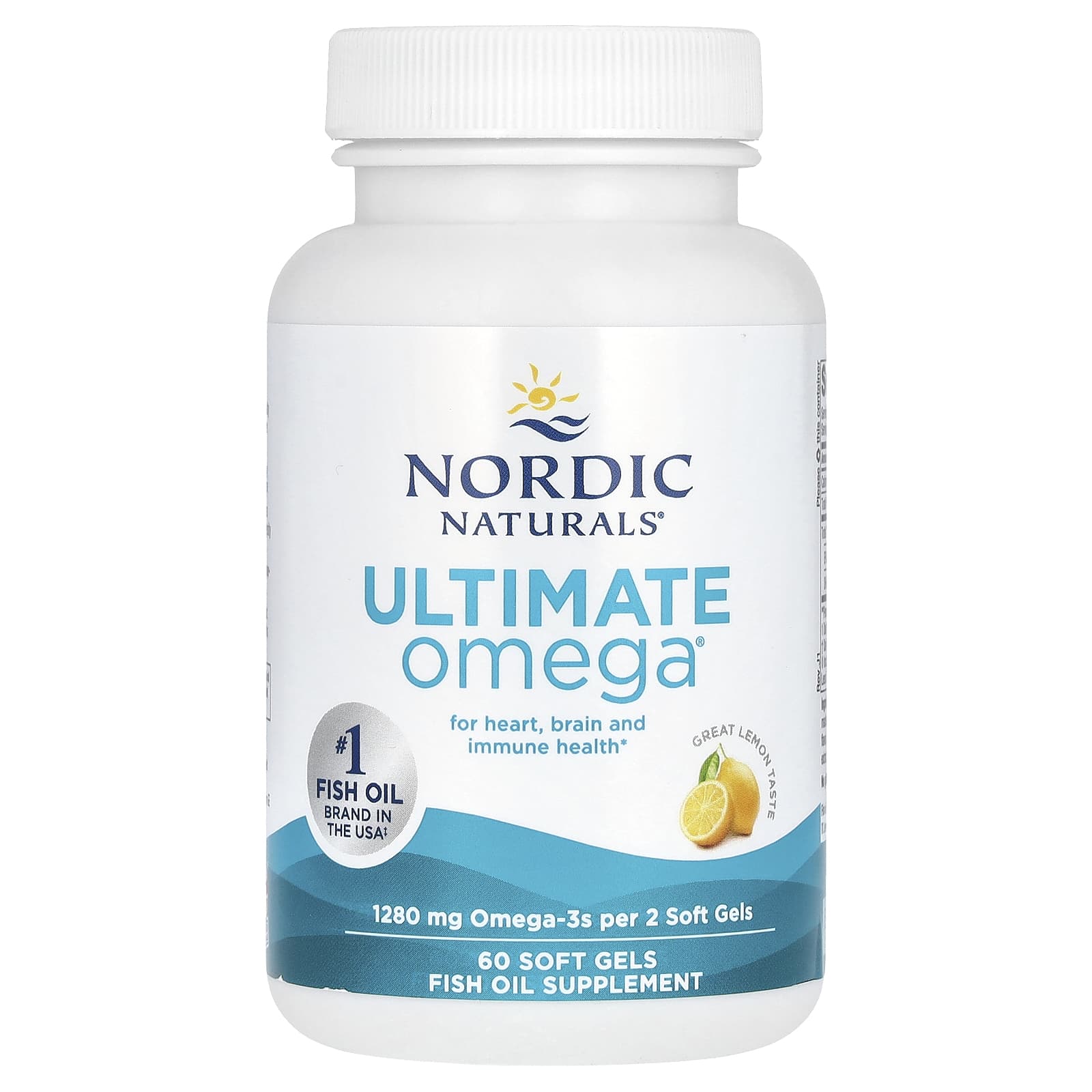 Nordic Naturals, Ultimate Omega, Lemon, 60 Soft Gels (640 mg per Soft Gel)