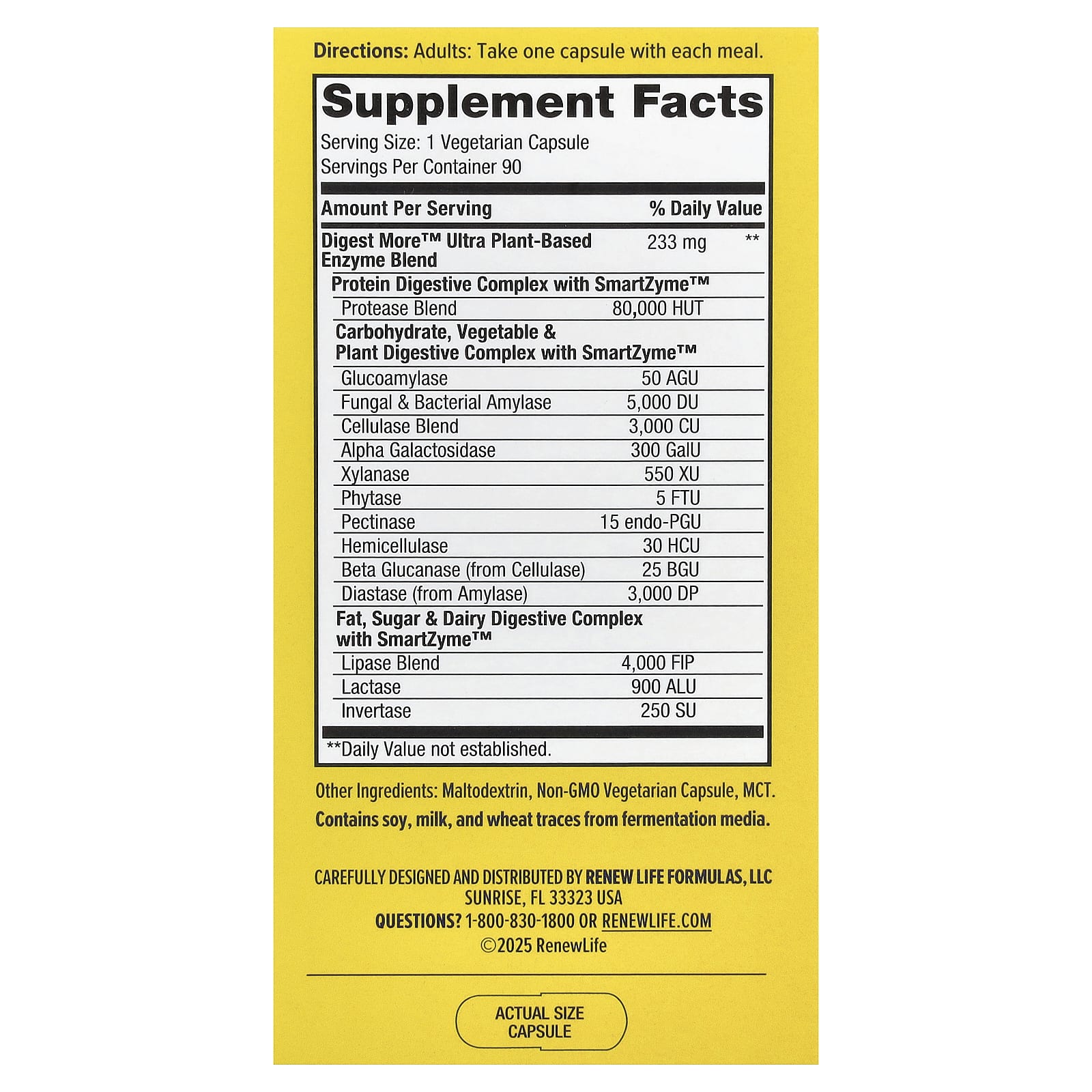 Renew Life, DigestMore™ Ultra, Plant Based Enzymes, 90 Vegetarian Capsules