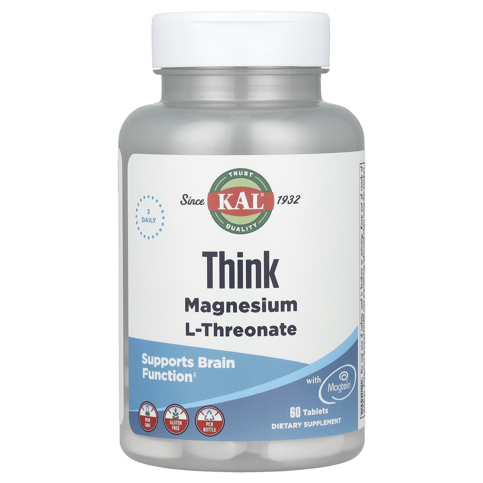 KAL, Think Magnesium L-Threonate, 60 Tablets