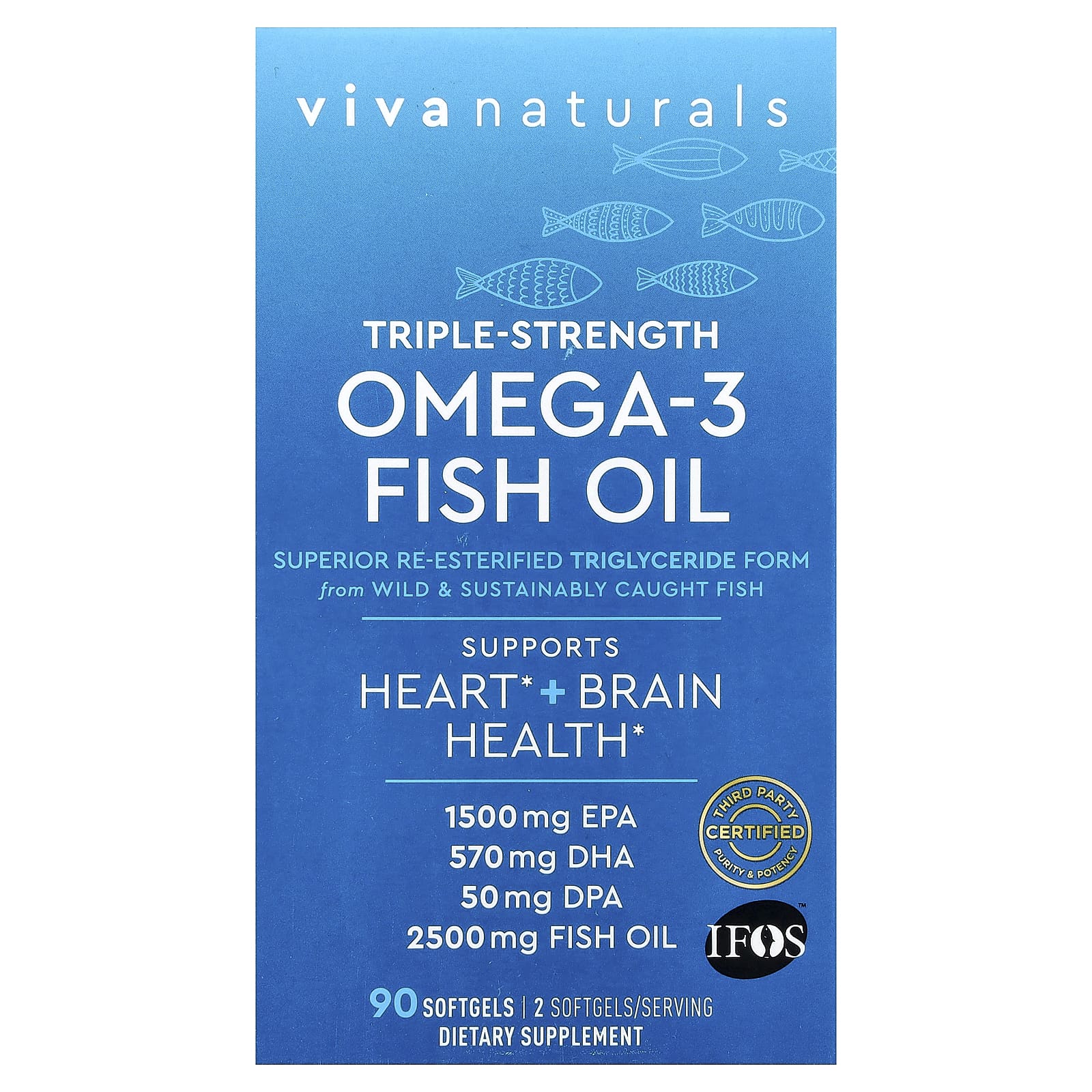 Viva Naturals, Omega-3 Fish Oil, Triple Strength, 2,500 mg, 90 Softgels