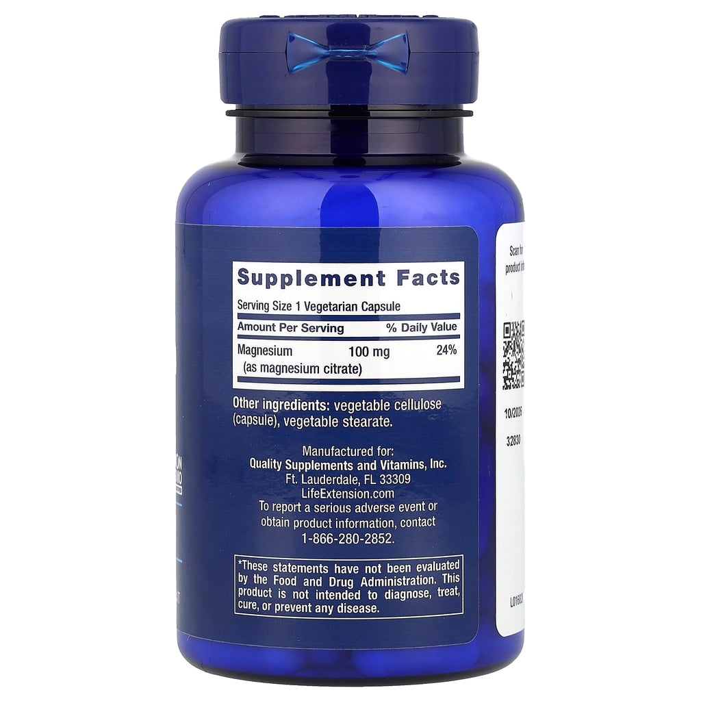 Life Extension, Magnesium (Citrate), 100 mg, 100 Vegetarian Capsules