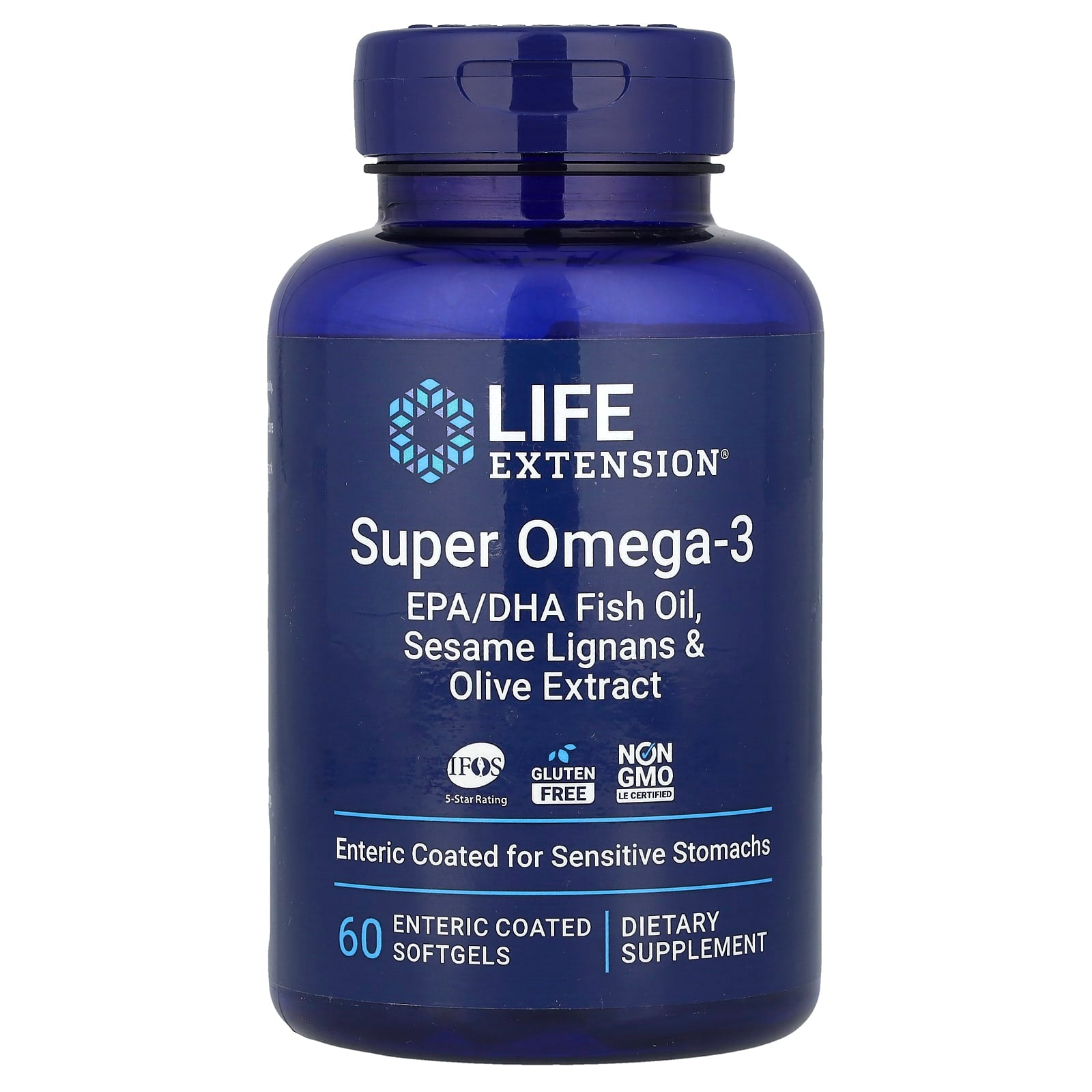 Life Extension, Super Omega-3, EPA/DHA Fish Oil, Sesame Lignans & Olive Extract, 60 Enteric Coated Softgels
