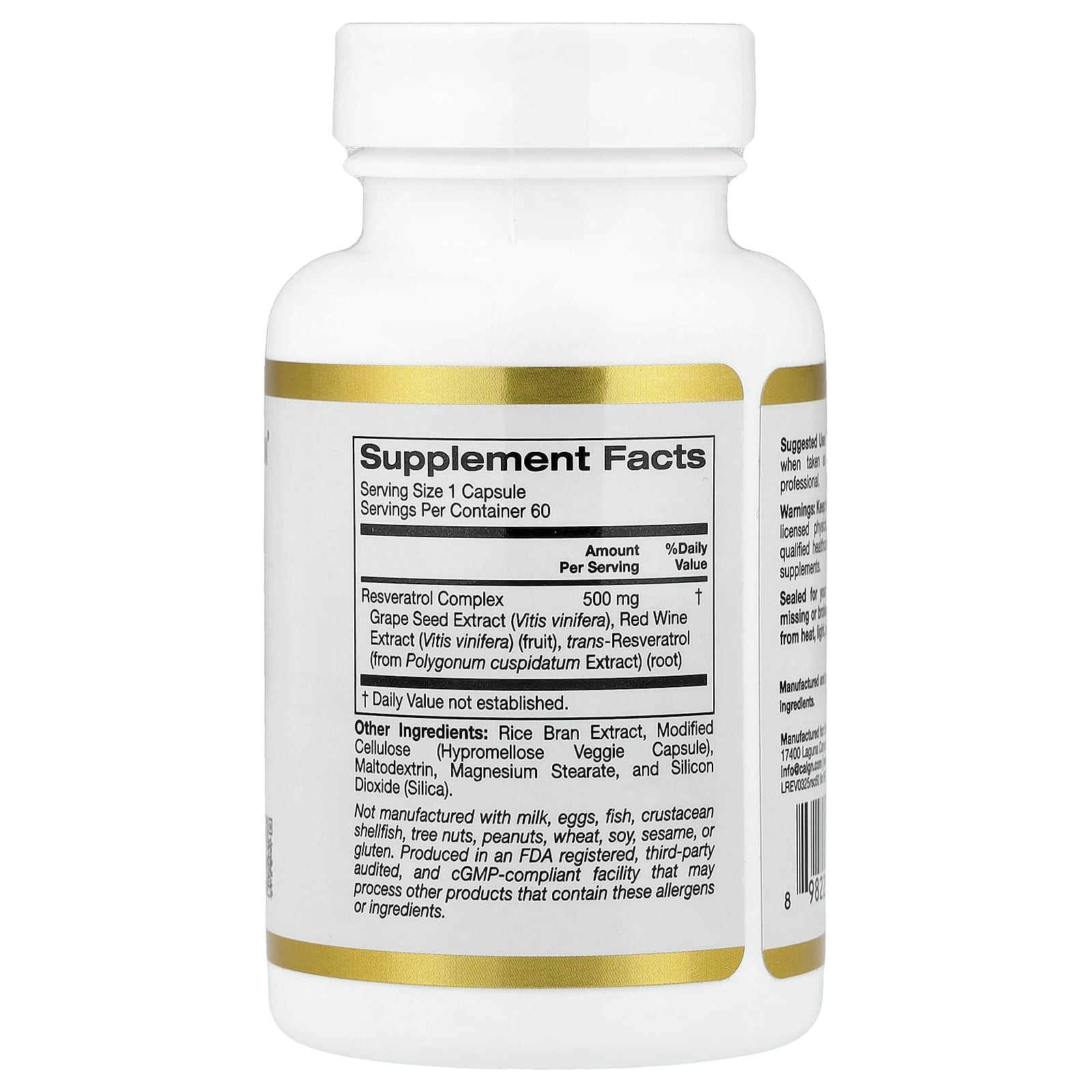 California Gold Nutrition, Resveratrol Complex with Grape Seed Extract, Red Wine Extract, and trans-Resveratrol, 60 Veggie Capsules