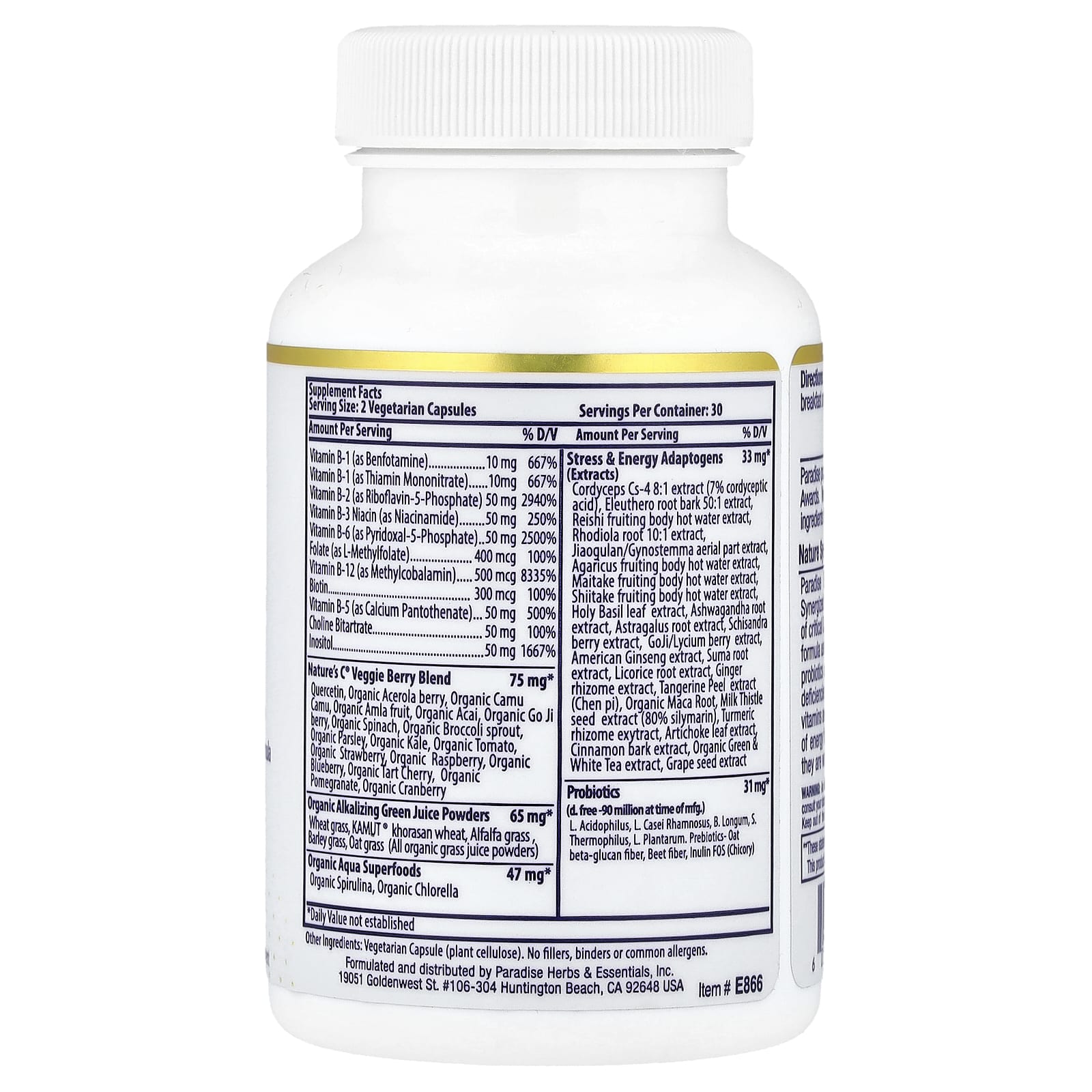 Paradise Herbs, Earth's Blend, Methyl B-Complex, 60 Vegetarian Capsules