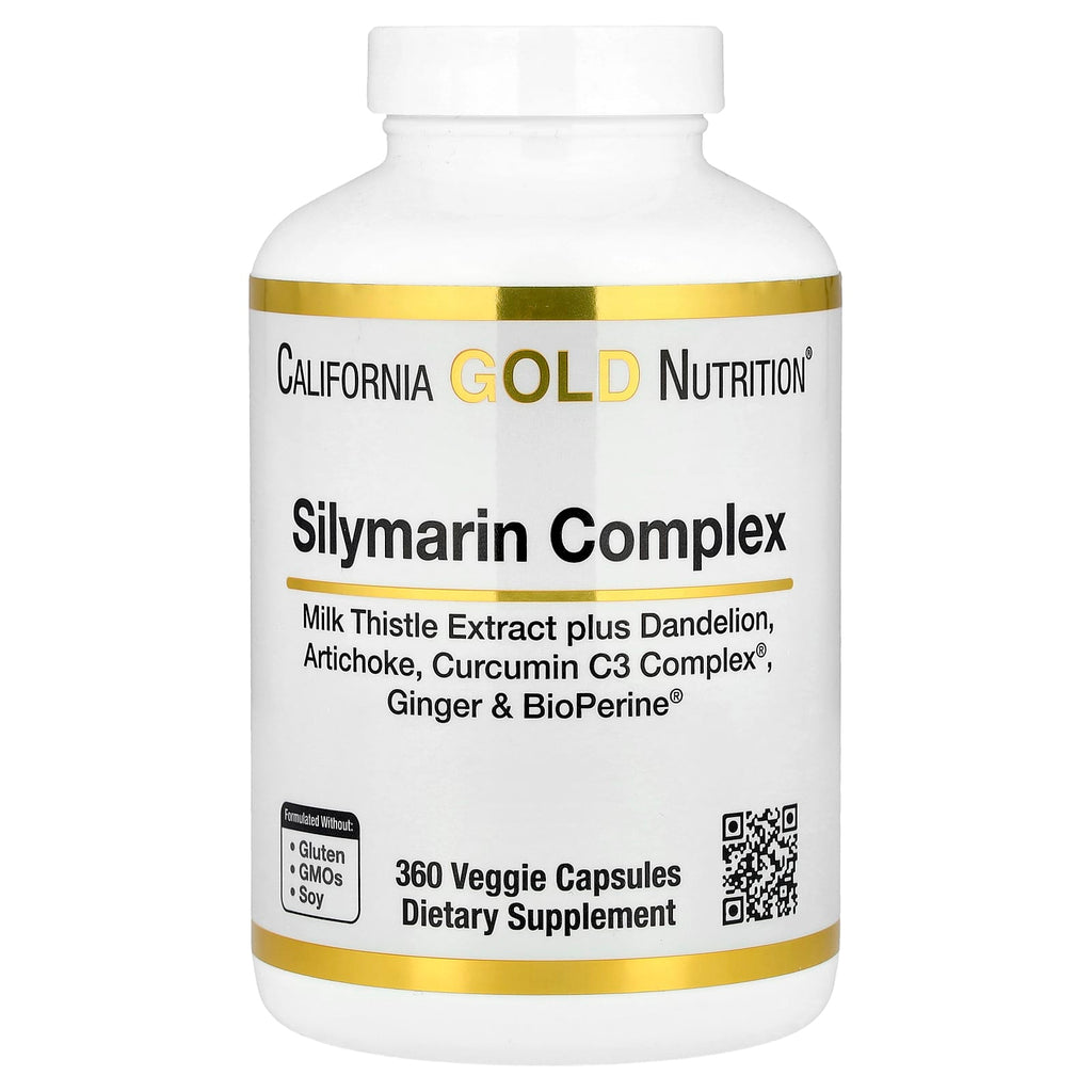 California Gold Nutrition, Silymarin Complex with Milk Thistle Extract Plus Dandelion, Artichoke, Ginger, and BioPerine, 360 Veggie Capsules