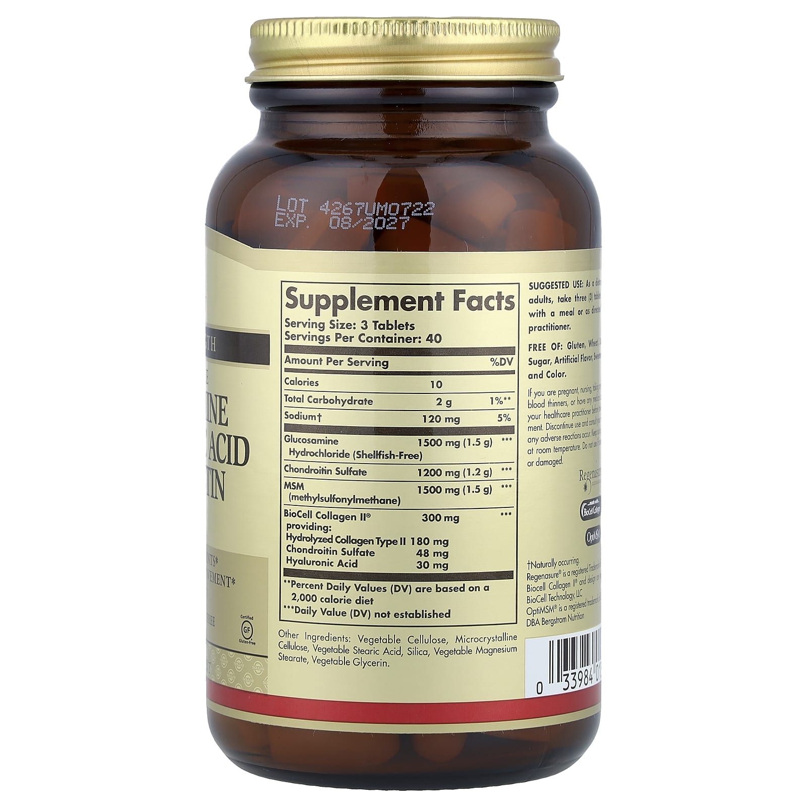 Solgar, Glucosamine Hyaluronic Acid Chondroitin MSM, 120 Tablets