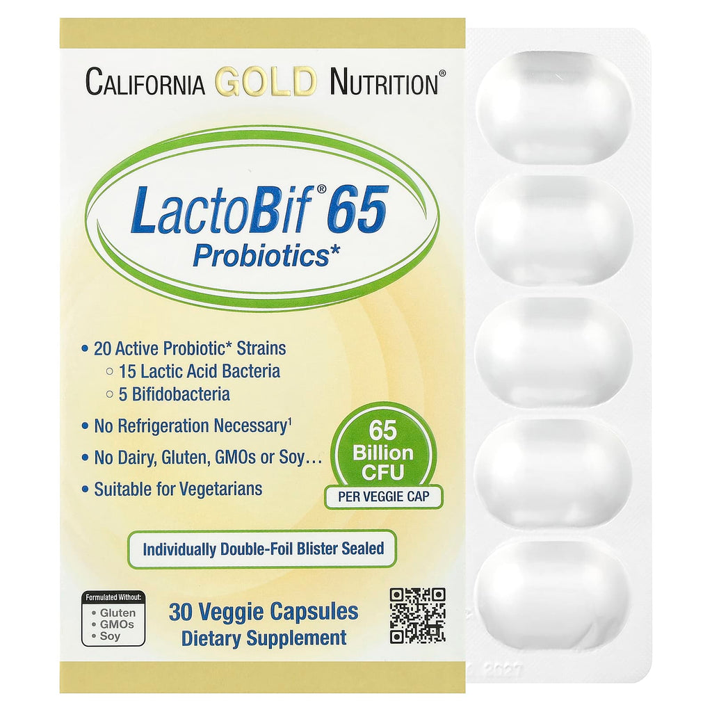 California Gold Nutrition, LactoBif® 65 Probiotics, 30 Veggie Capsules