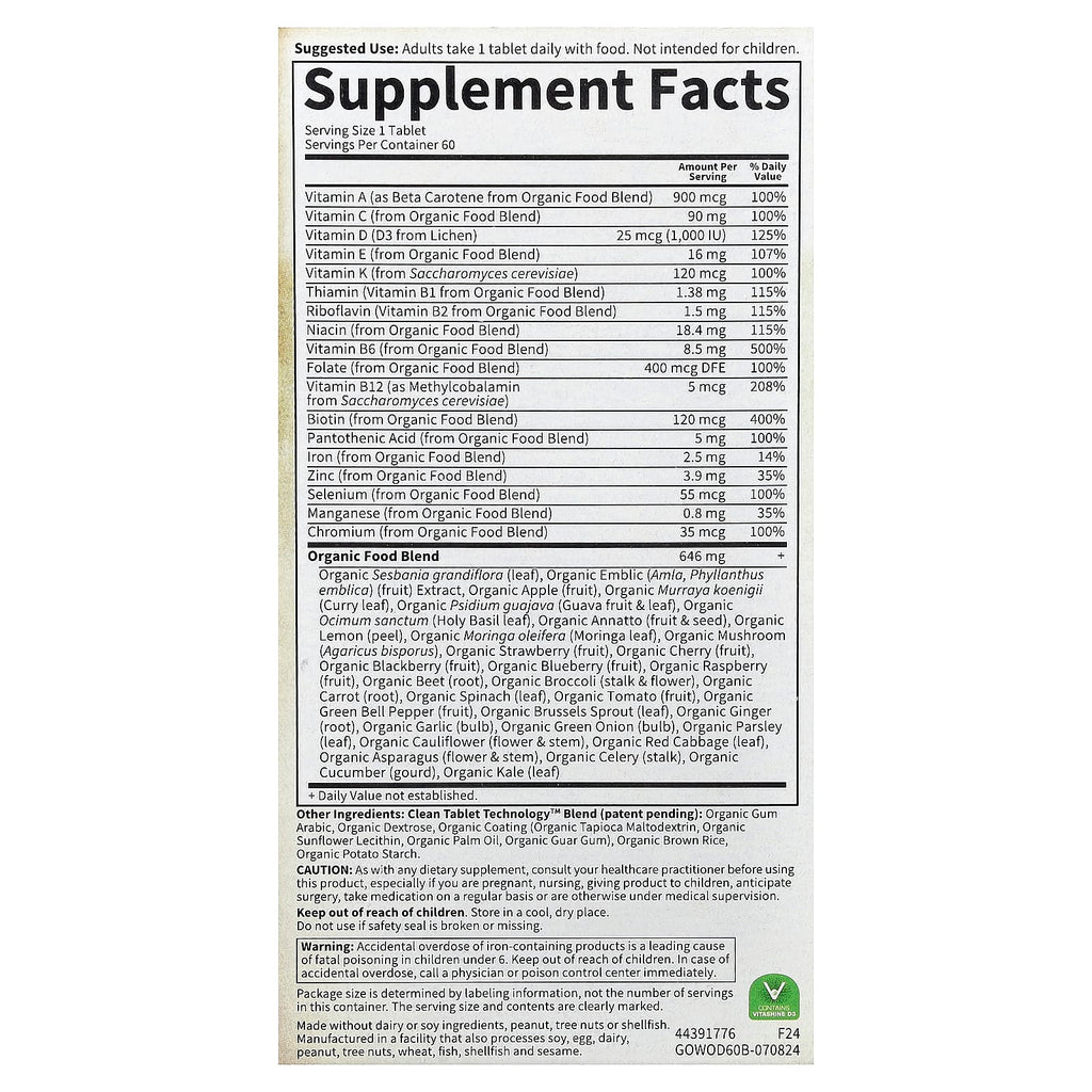 Garden of Life, Organics, Women's Once Daily, 60 Vegan Tablets