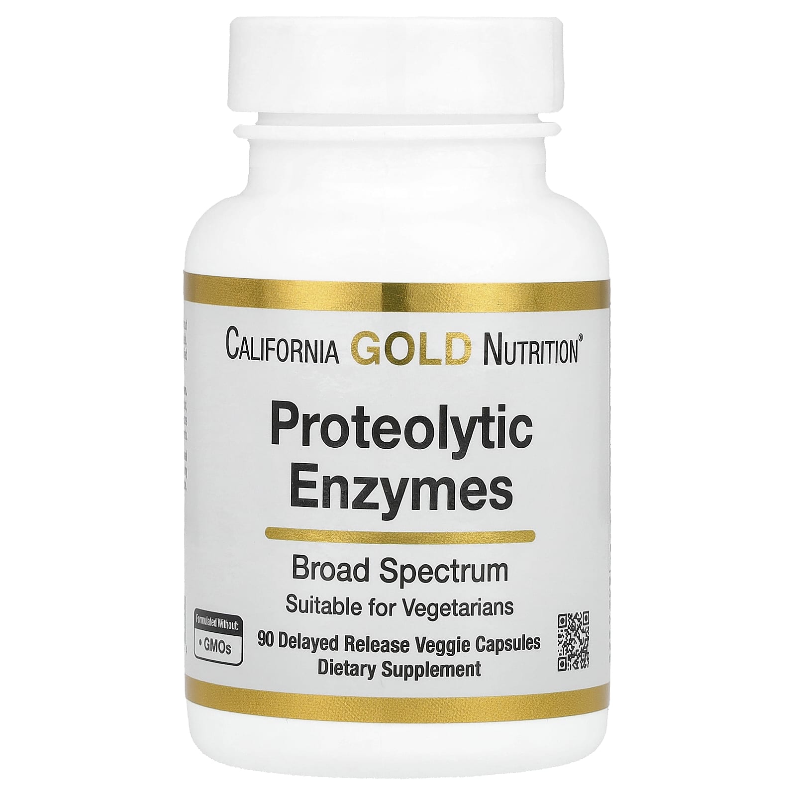 California Gold Nutrition, Proteolytic Enzymes with Fruit Derived Enzyme Blend, Rutin, Pancreatin Alternative Blend and Serratiopeptidase, 90 Delayed Release Veggie Capsules
