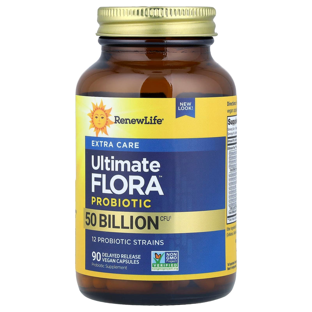 Renew Life, Extra Care Ultimate Flora™ Probiotic, 50 Billion CFU, 90 Delayed Release Vegan Capsules