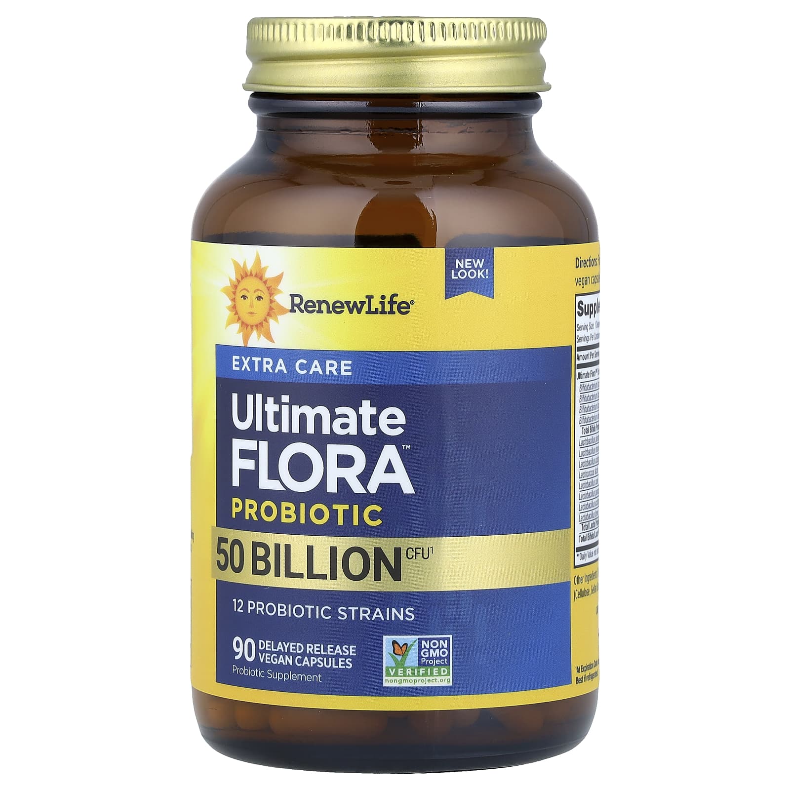 Renew Life, Extra Care Ultimate Flora™ Probiotic, 50 Billion CFU, 90 Delayed Release Vegan Capsules
