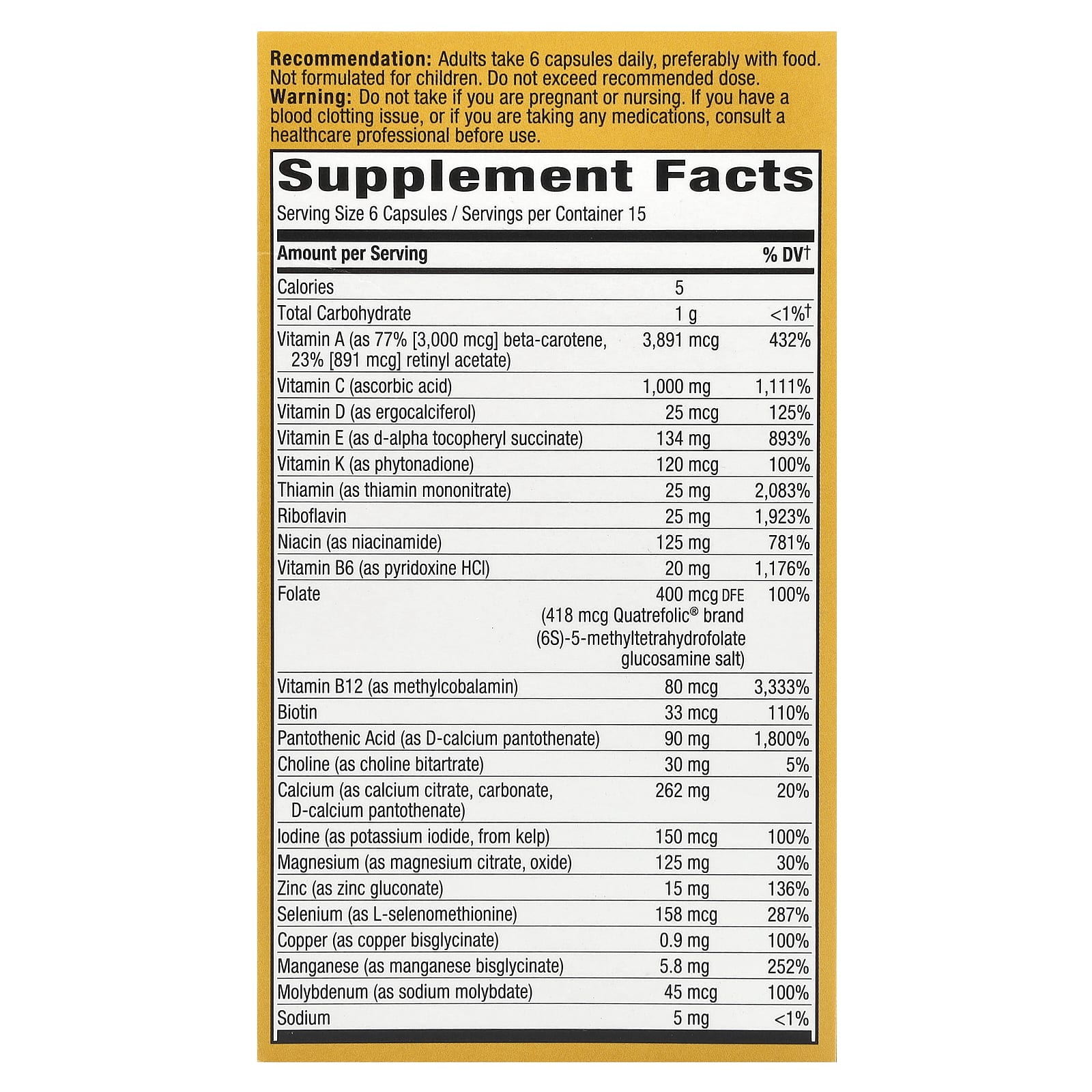 Nature's Way, Alive!® Max6 Potency, Adult Complete Multivitamin, No Added Iron, 90 Capsules