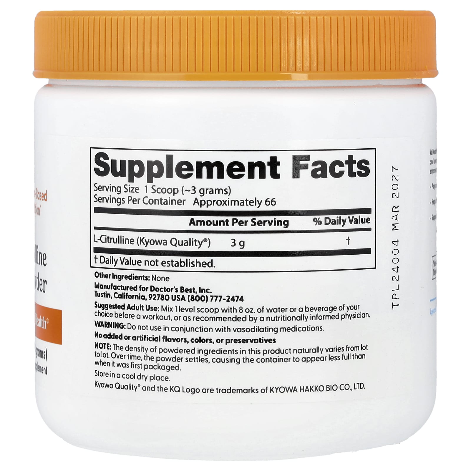 Doctor's Best, L-Citrulline Powder, 7 oz (200 g)