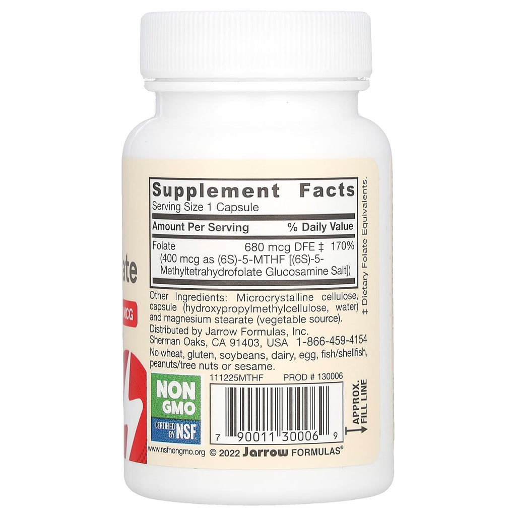 Jarrow Formulas, Vegan Methyl Folate, 400 mcg, 60 Veggie Capsules
