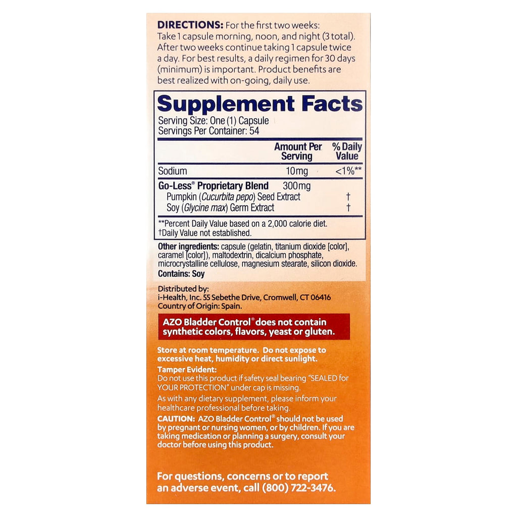 AZO, Bladder Control®, With Go-Less®, 54 Capsules