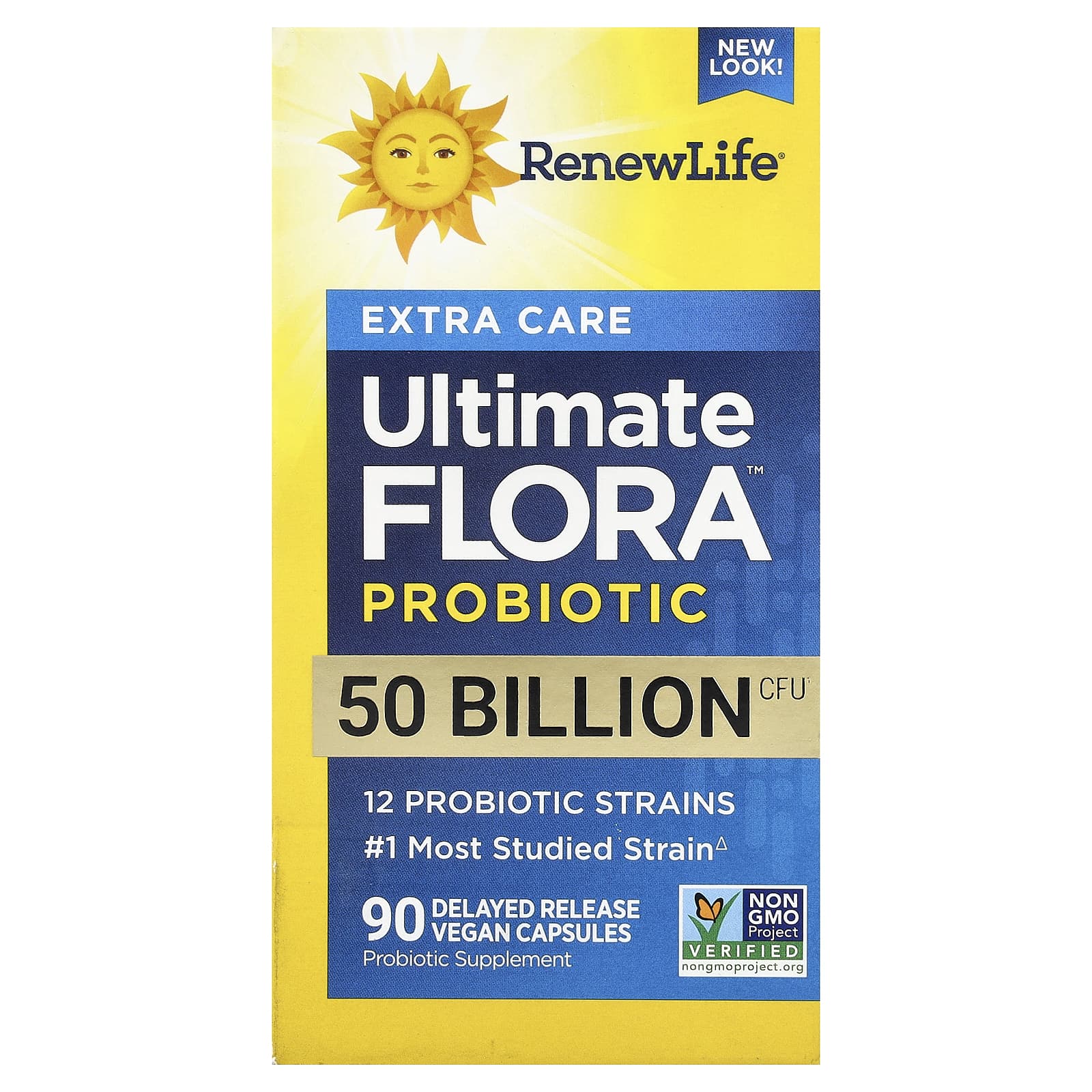 Renew Life, Extra Care Ultimate Flora™ Probiotic, 50 Billion CFU, 90 Delayed Release Vegan Capsules