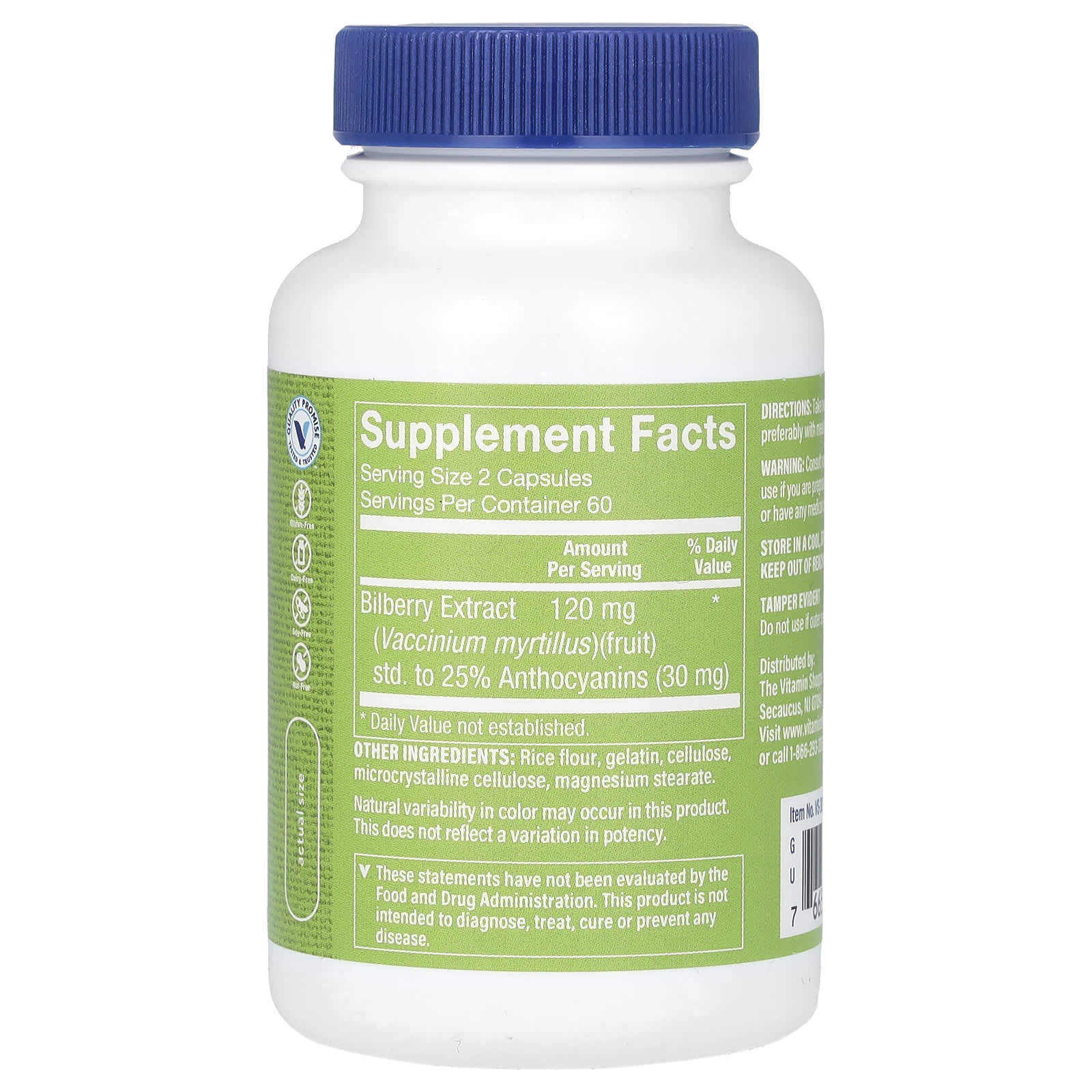 The Vitamin Shoppe, Bilberry Extract, 120 Capsules (60 mg per Capsule)
