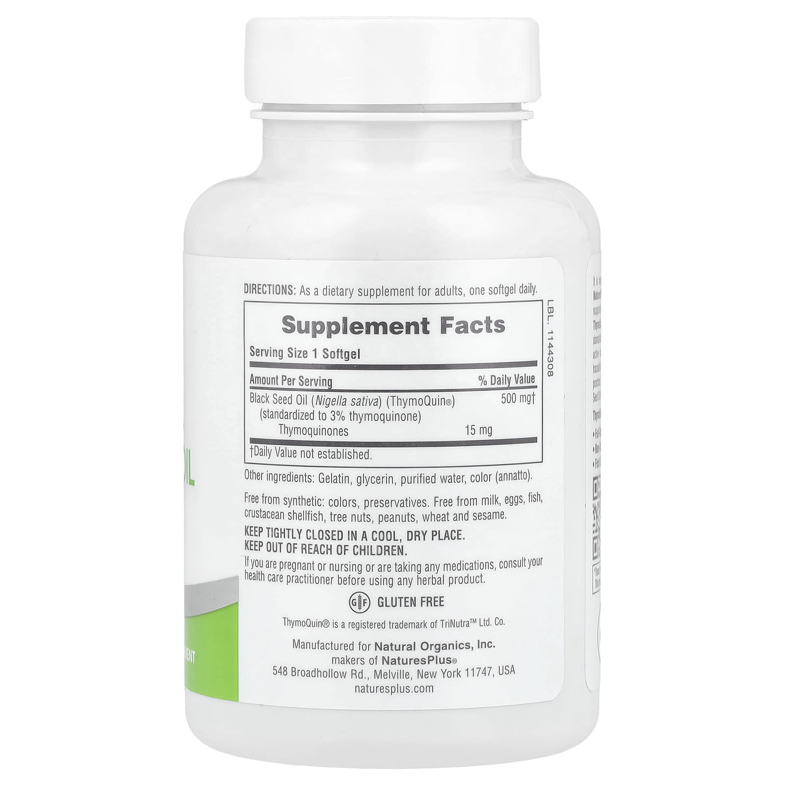NaturesPlus, Pro ThymoQuin®, Black Seed Oil 500, 60 Softgels (500 mg per Softgel)