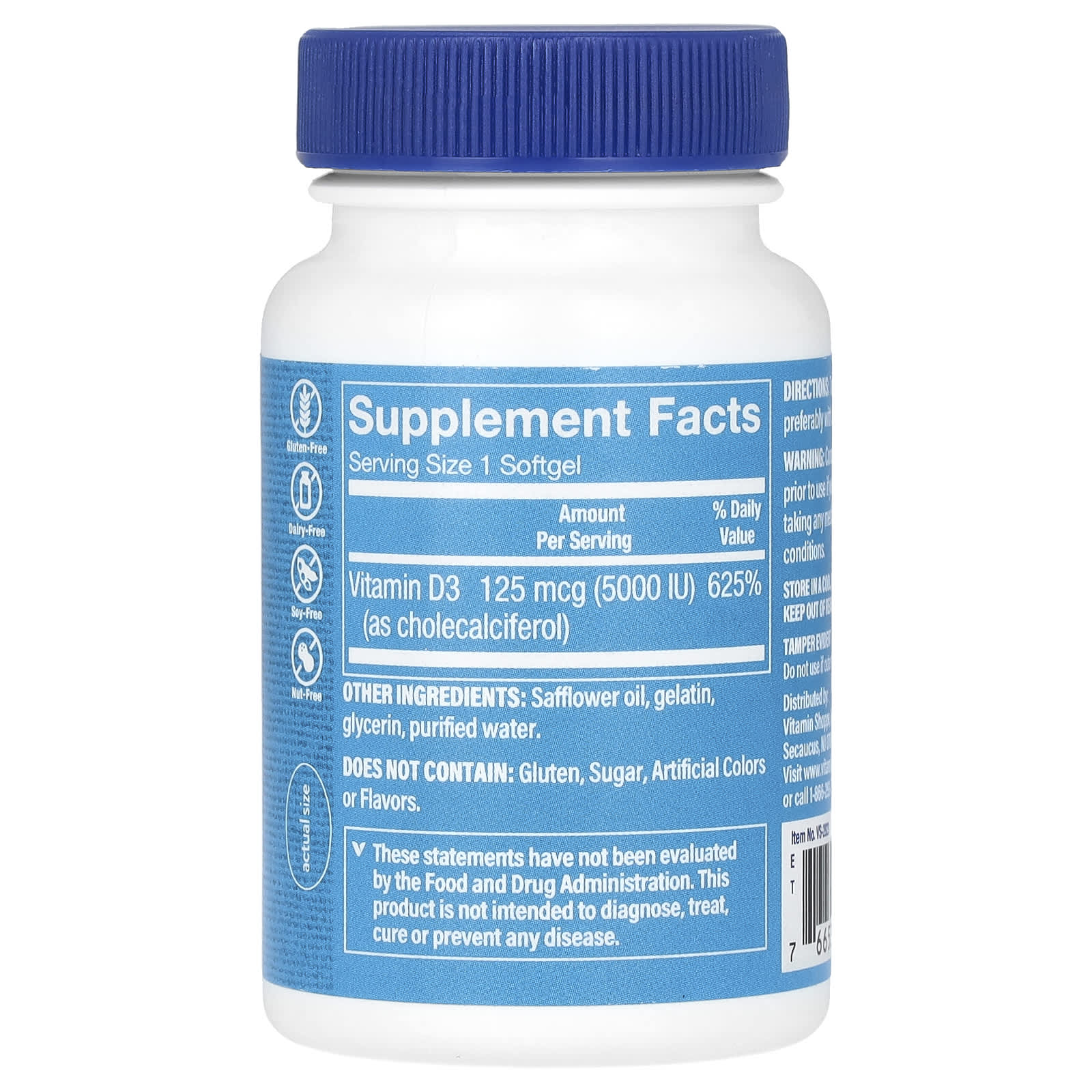The Vitamin Shoppe, Vitamin D3, 125 mcg (5,000 IU), 100 Softgels