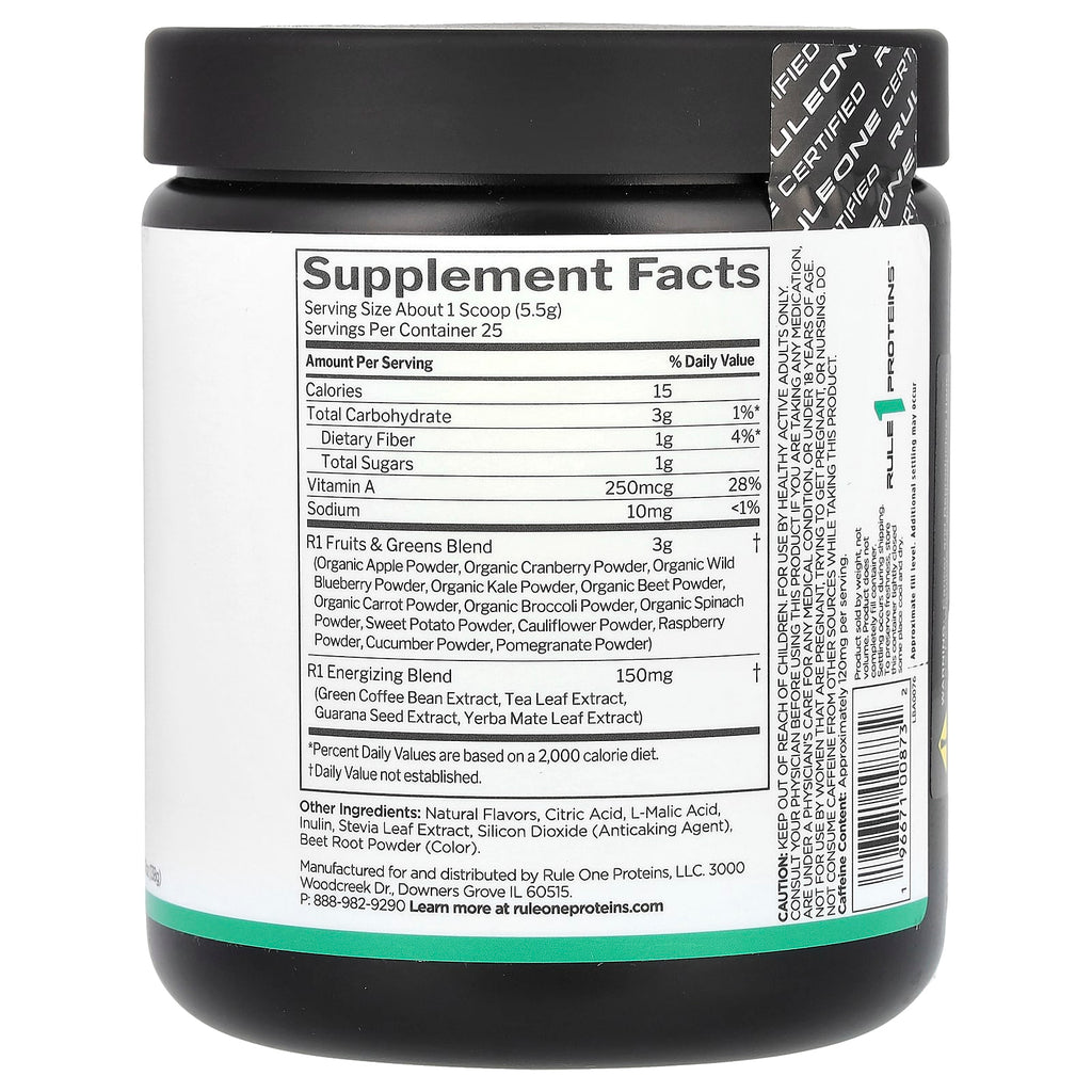 Rule One Proteins, Energized Fruits & Greens, Mixed Berry, 4.87 oz (138 g)