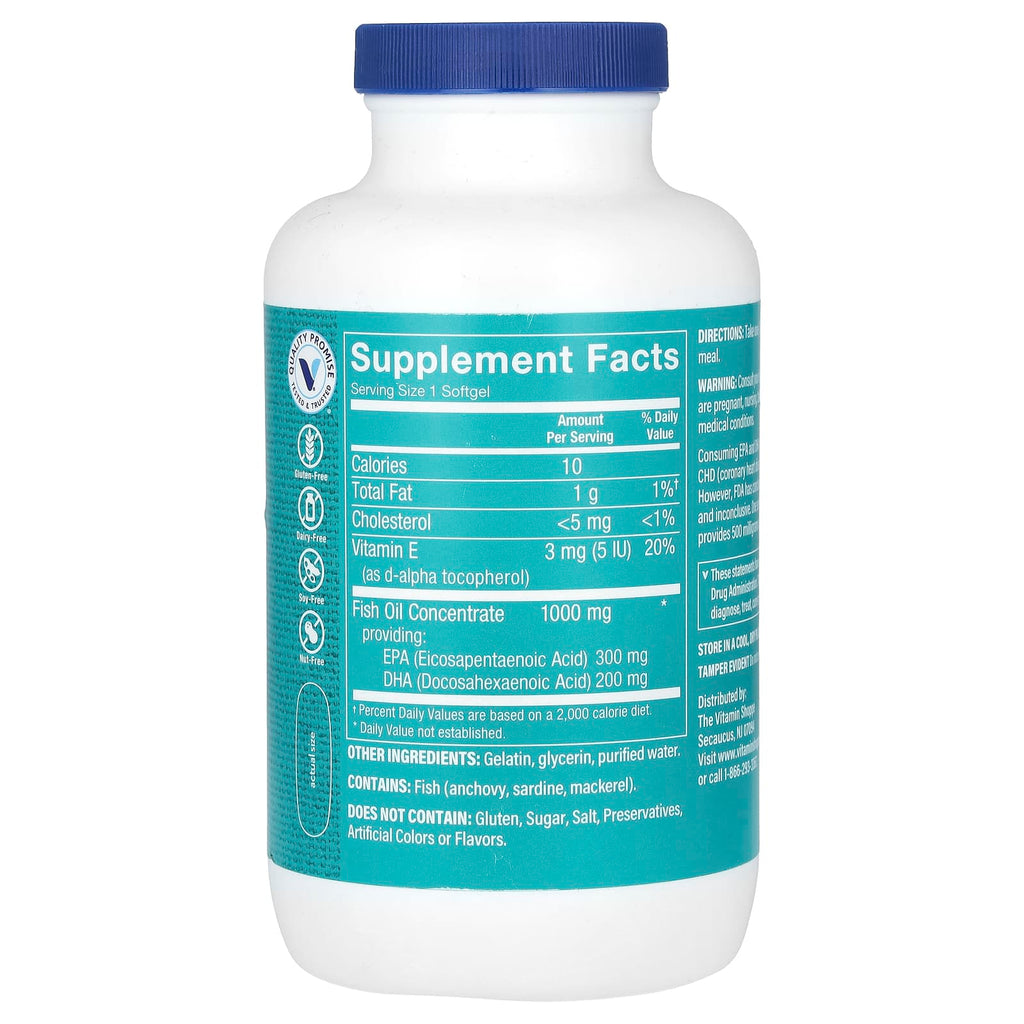 The Vitamin Shoppe, Omega-3 Fish Oil, 240 Softgels