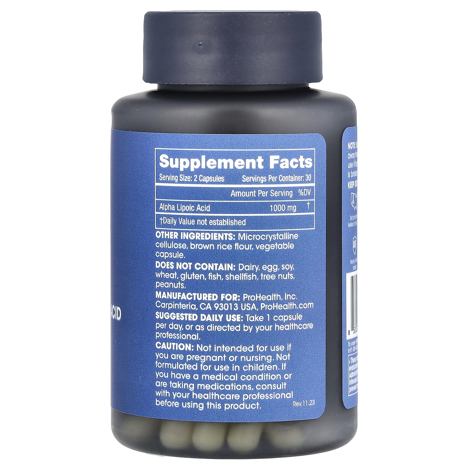 ProHealth Longevity, Alpha Lipoic Acid, 60 Capsules (500 mg per Capsule)