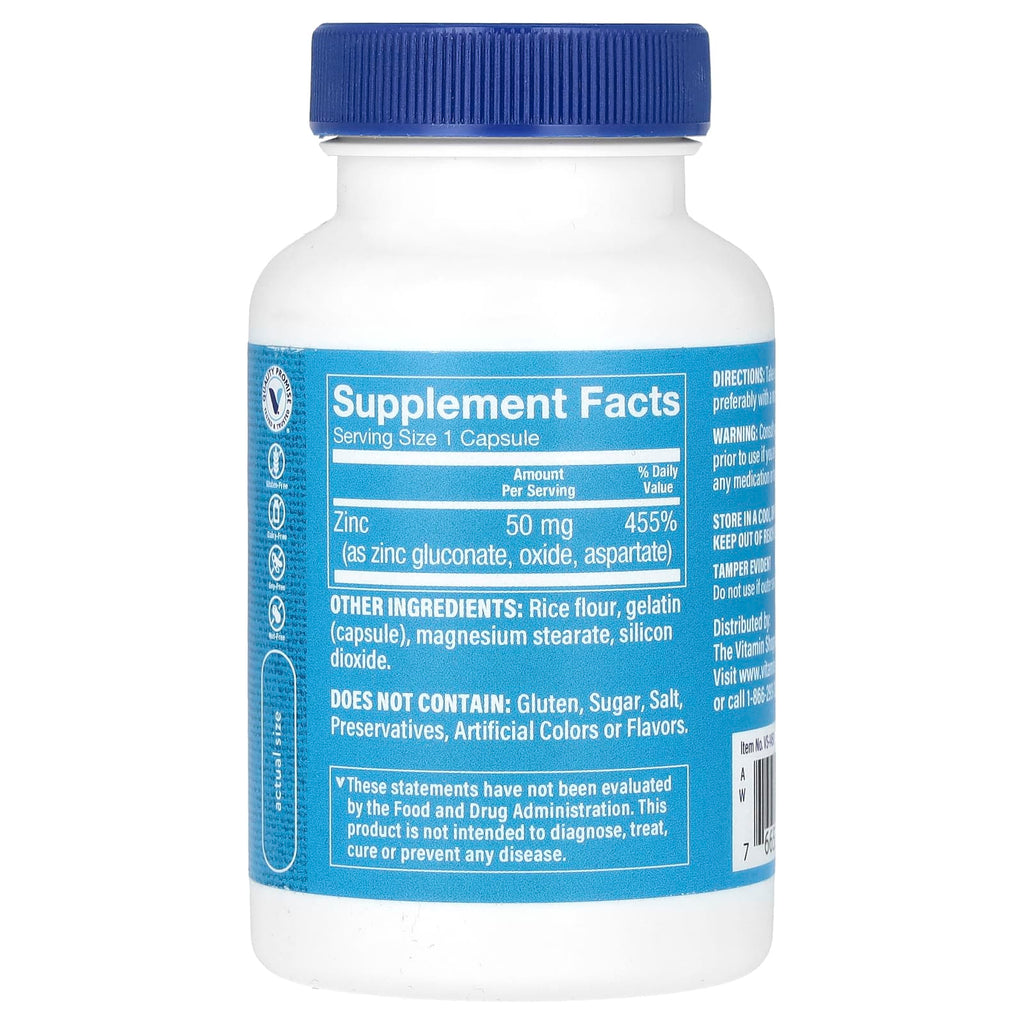 The Vitamin Shoppe, Zinc, 50 mg, 100 Capsules
