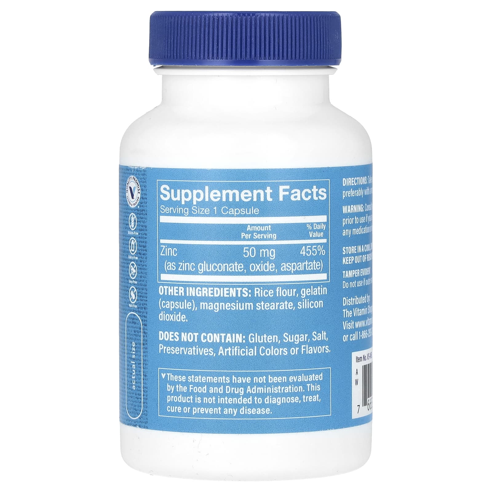 The Vitamin Shoppe, Zinc, 50 mg, 100 Capsules