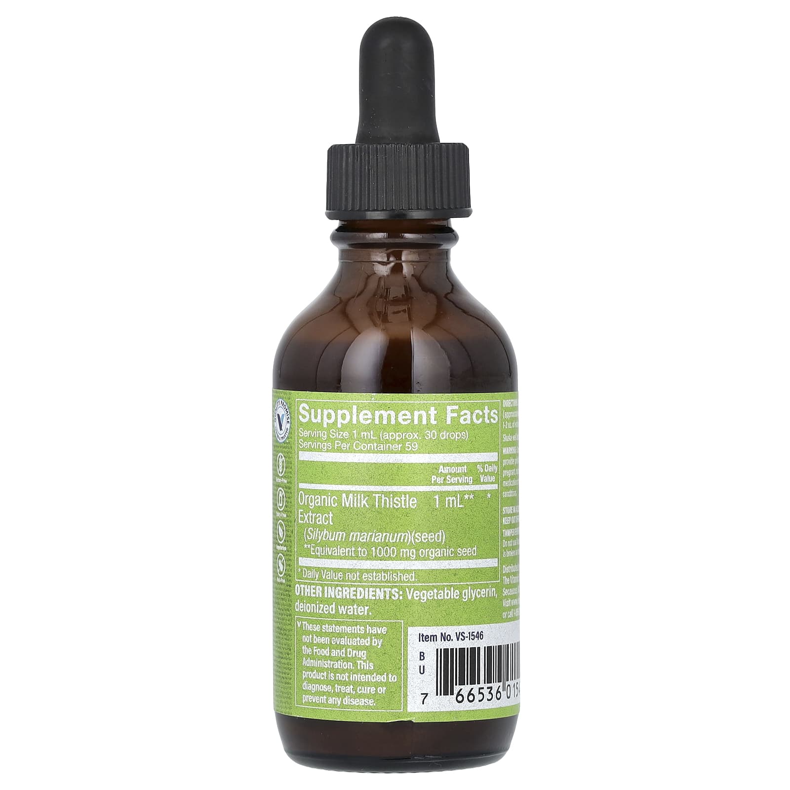 The Vitamin Shoppe, Milk Thistle Extract, Alcohol Free, 1,000 mg, 2 fl oz (59 ml)
