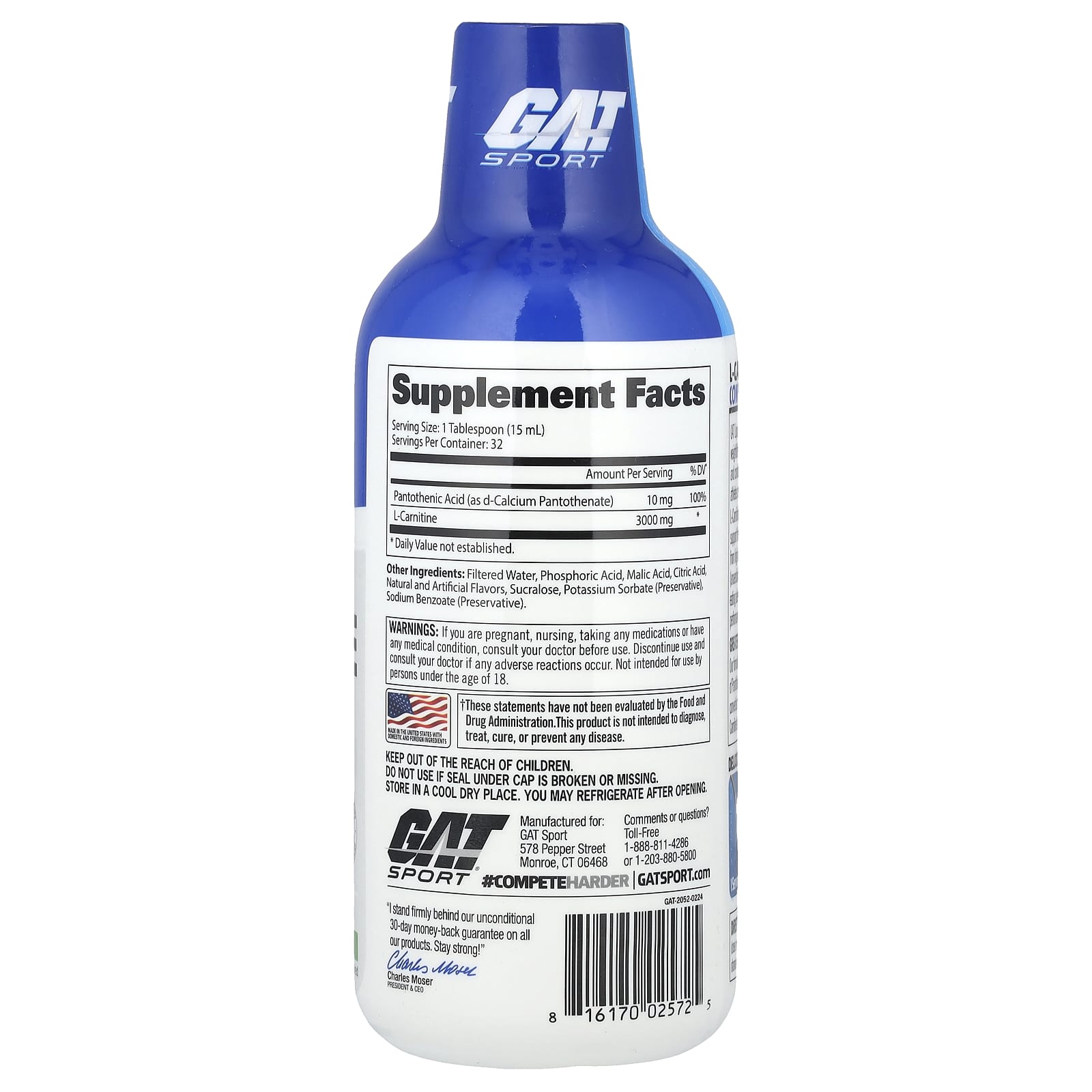 GAT, Sport, L-Carnitine, Green Apple, 3,000 mg, 16 oz (473 ml)