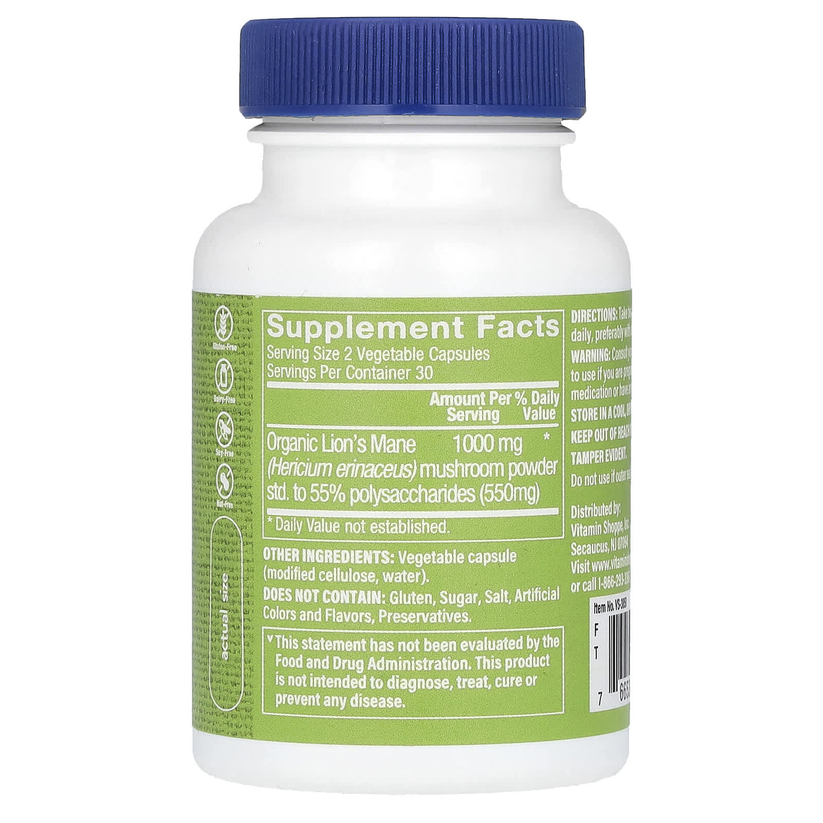 The Vitamin Shoppe, Lion's Mane, 60 Vegetable Capsules (500 mg per Capsule)