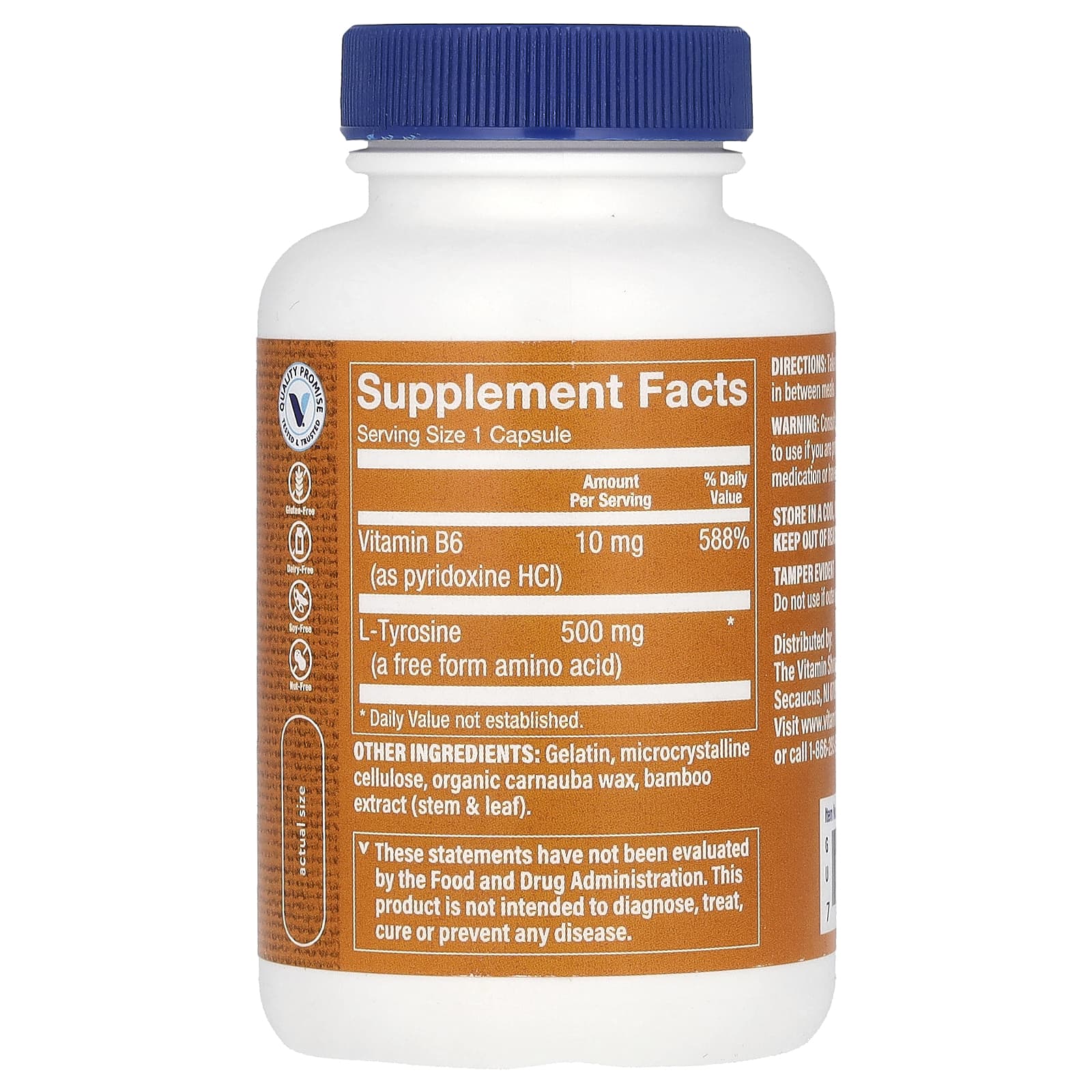 The Vitamin Shoppe, L-Tyrosine, 500 mg , 100 Capsule