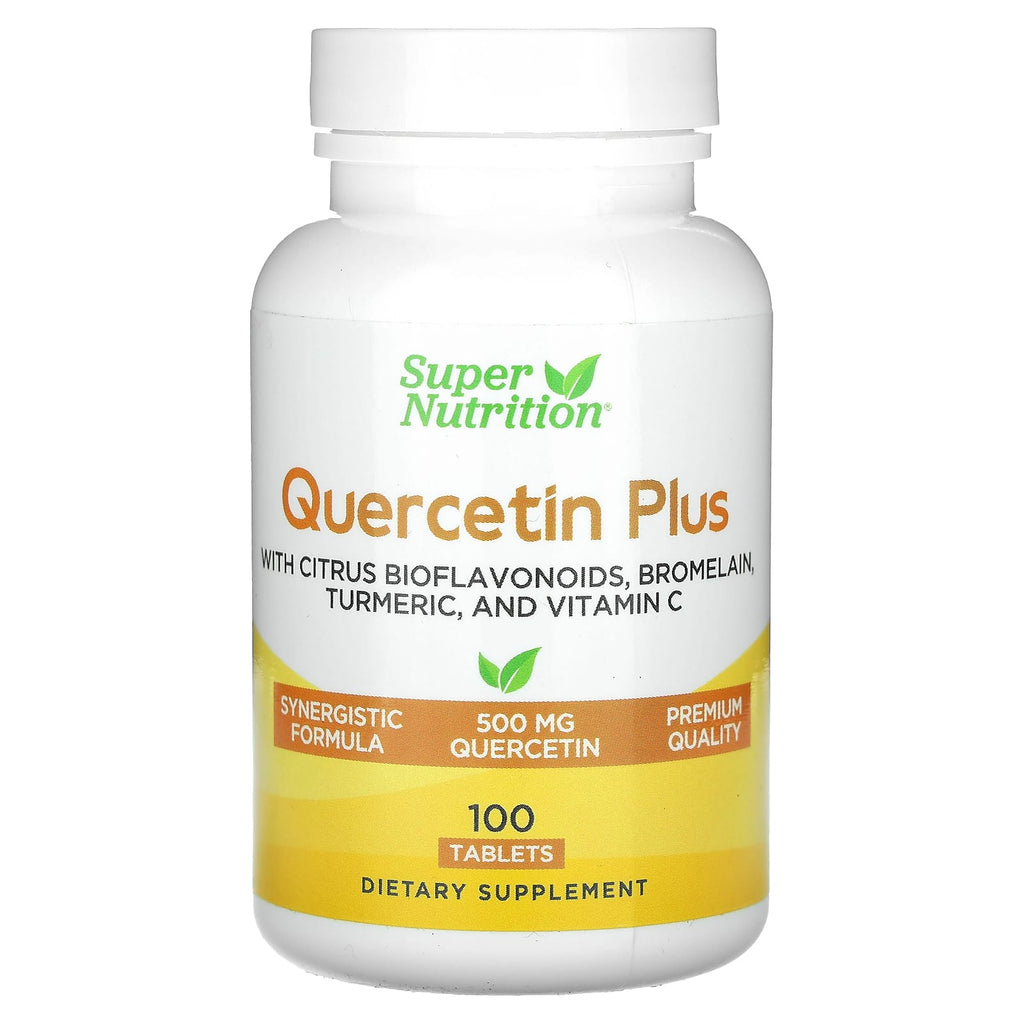 Super Nutrition, Quercetin Plus with Quercetin, Vitamin C, Citrus Bioflavonoids, Bromelain, Turmeric and Vitamin C, 100 Tablets