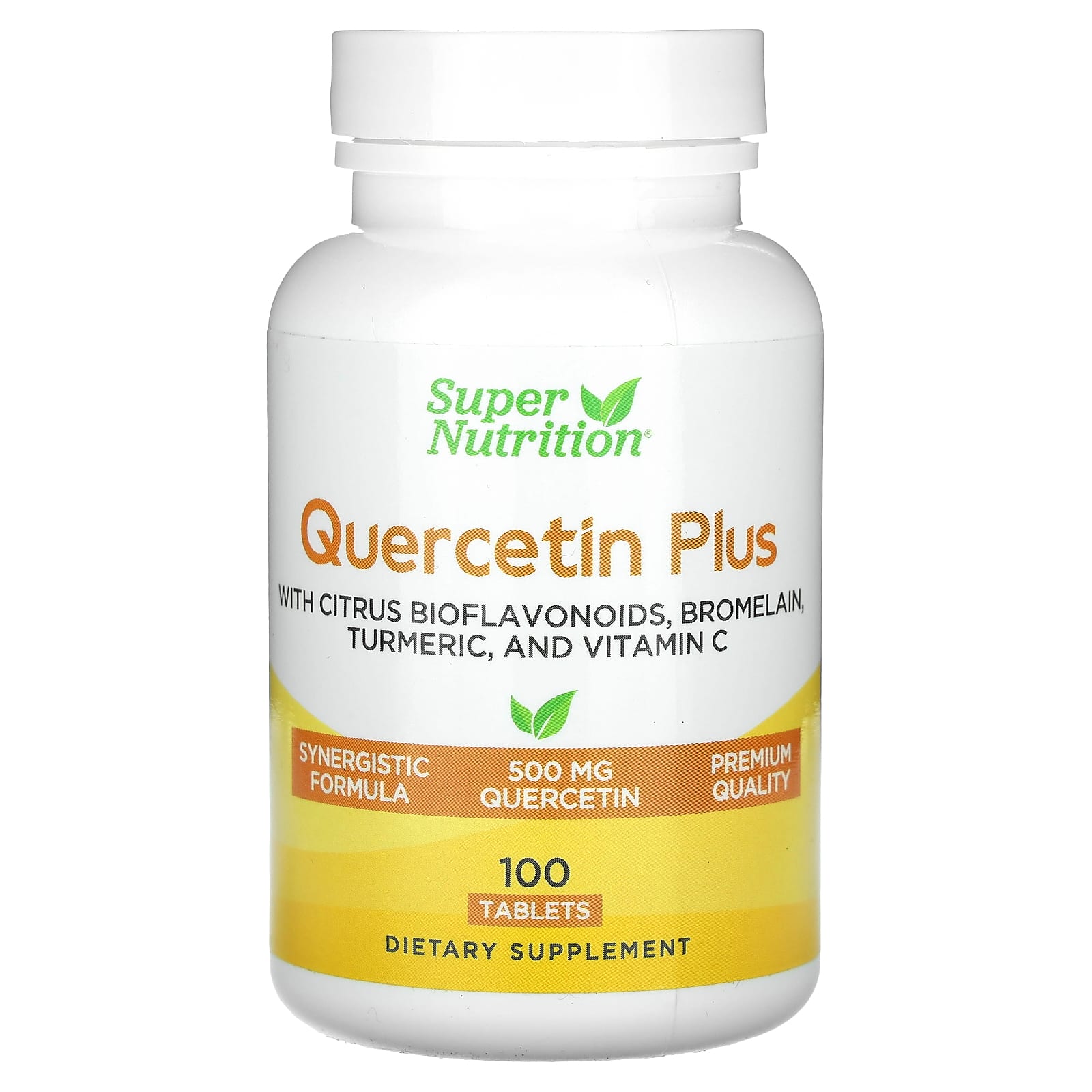 Super Nutrition, Quercetin Plus with Quercetin, Vitamin C, Citrus Bioflavonoids, Bromelain, Turmeric and Vitamin C, 100 Tablets