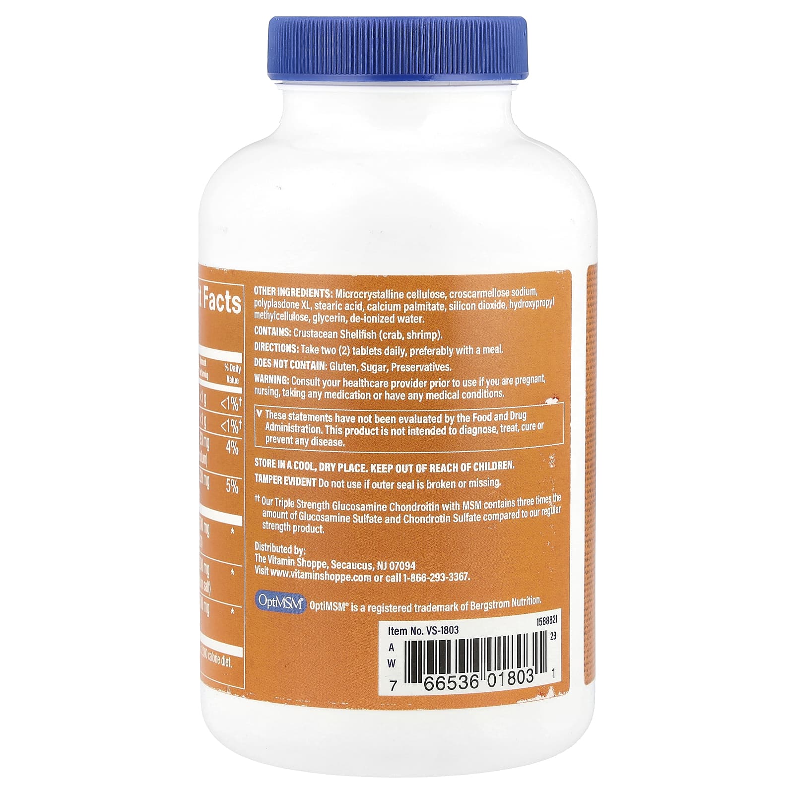 The Vitamin Shoppe, Triple Strength Glucosamine Chondroitin With MSM, 120 Tablets