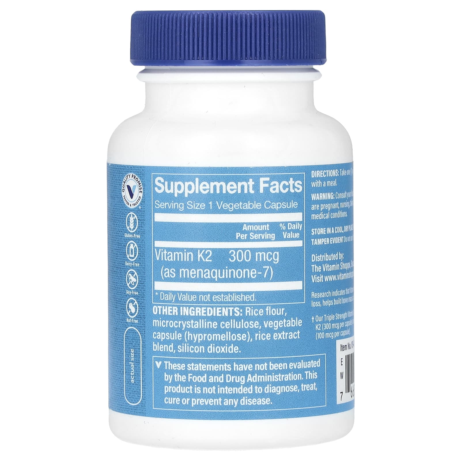 The Vitamin Shoppe, Triple Strength Vitamin K2, 300 mcg, 120 Vegetable Capsules