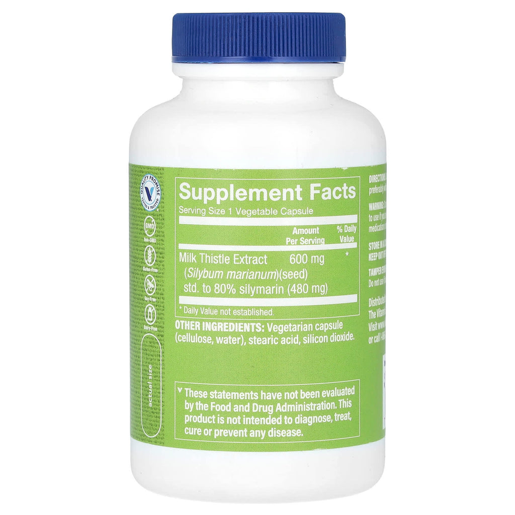 The Vitamin Shoppe, Milk Thistle Extract, 600 mg, 100 Vegetable Capsules