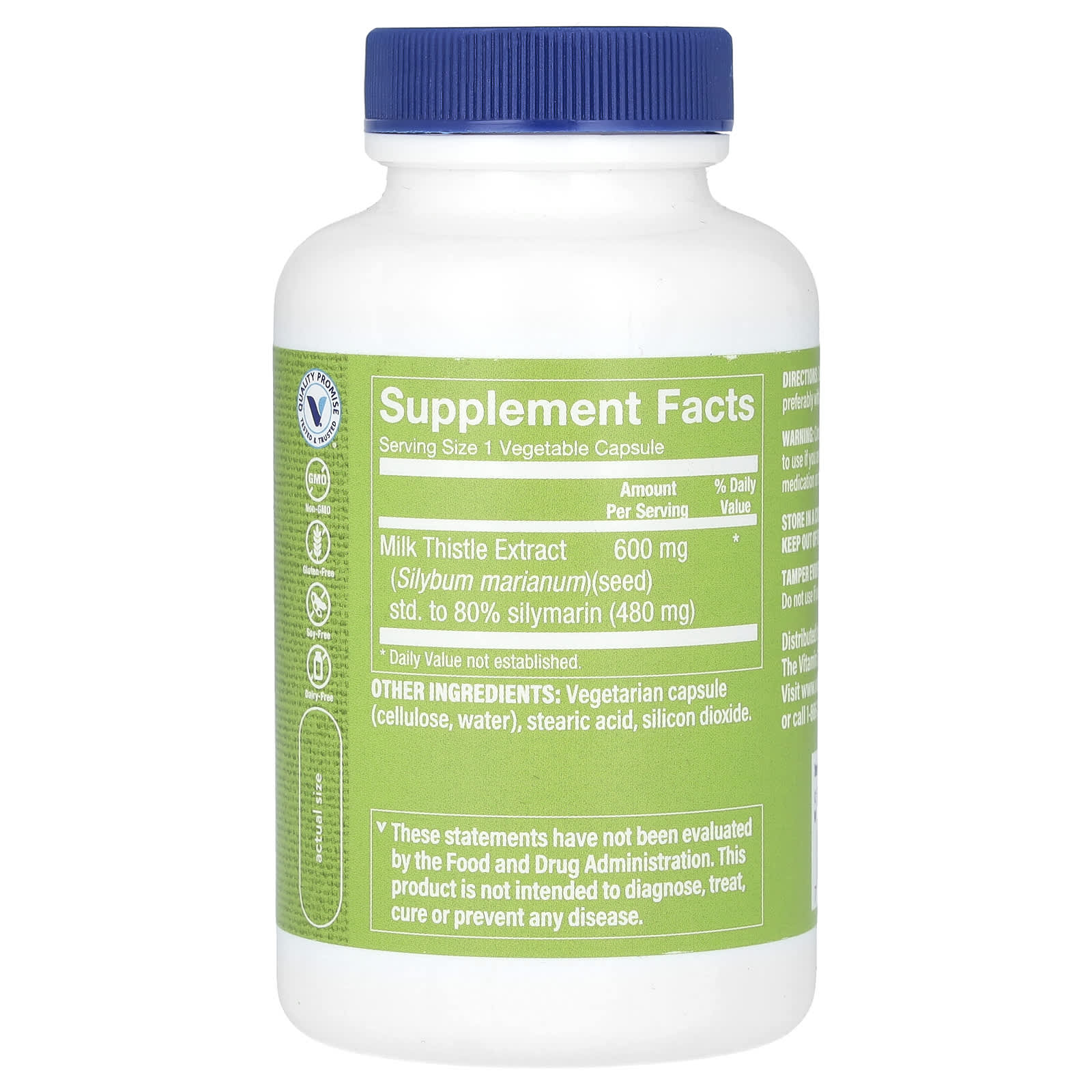 The Vitamin Shoppe, Milk Thistle Extract, 600 mg, 100 Vegetable Capsules