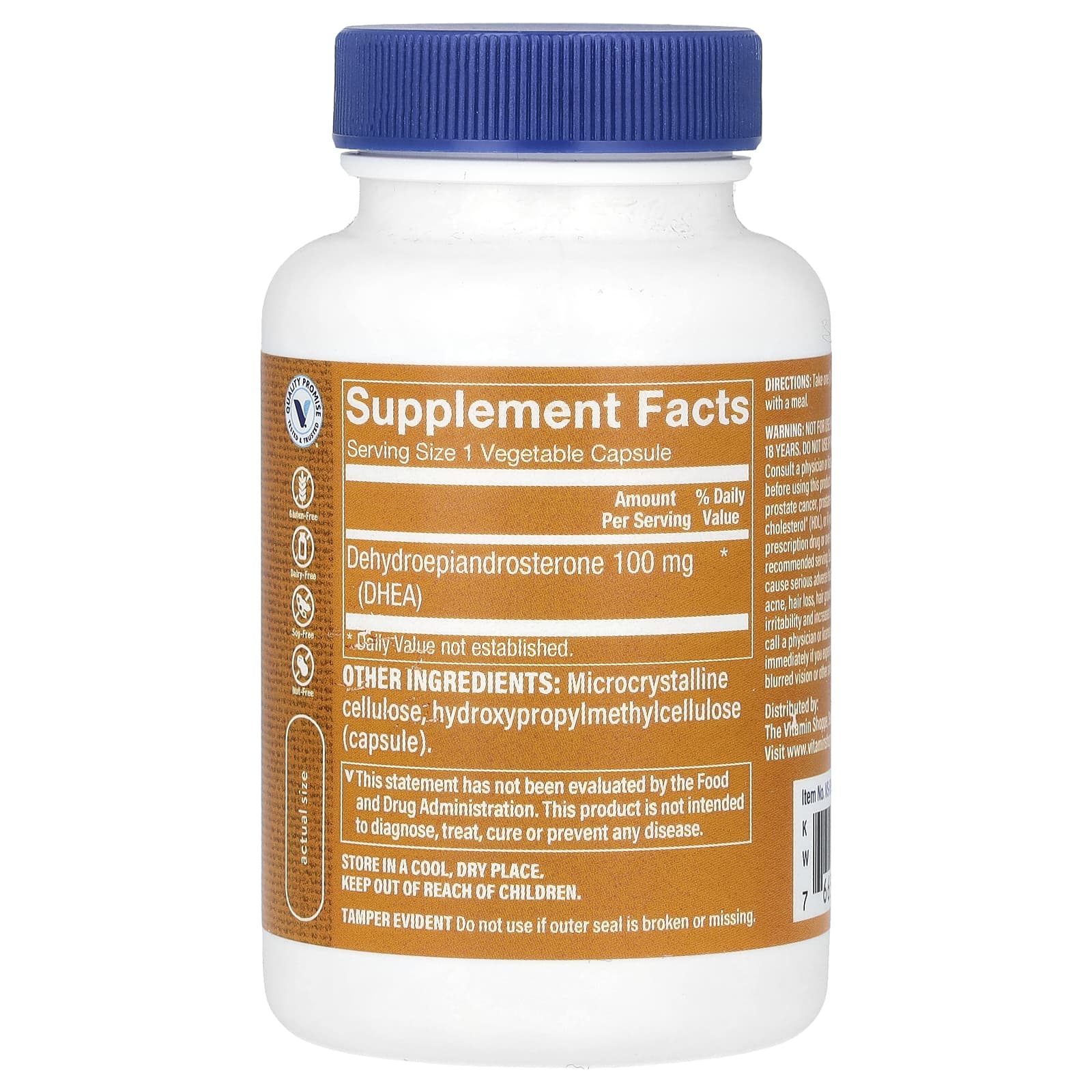 The Vitamin Shoppe, DHEA, 100 mg, 120 Vegetable Capsules