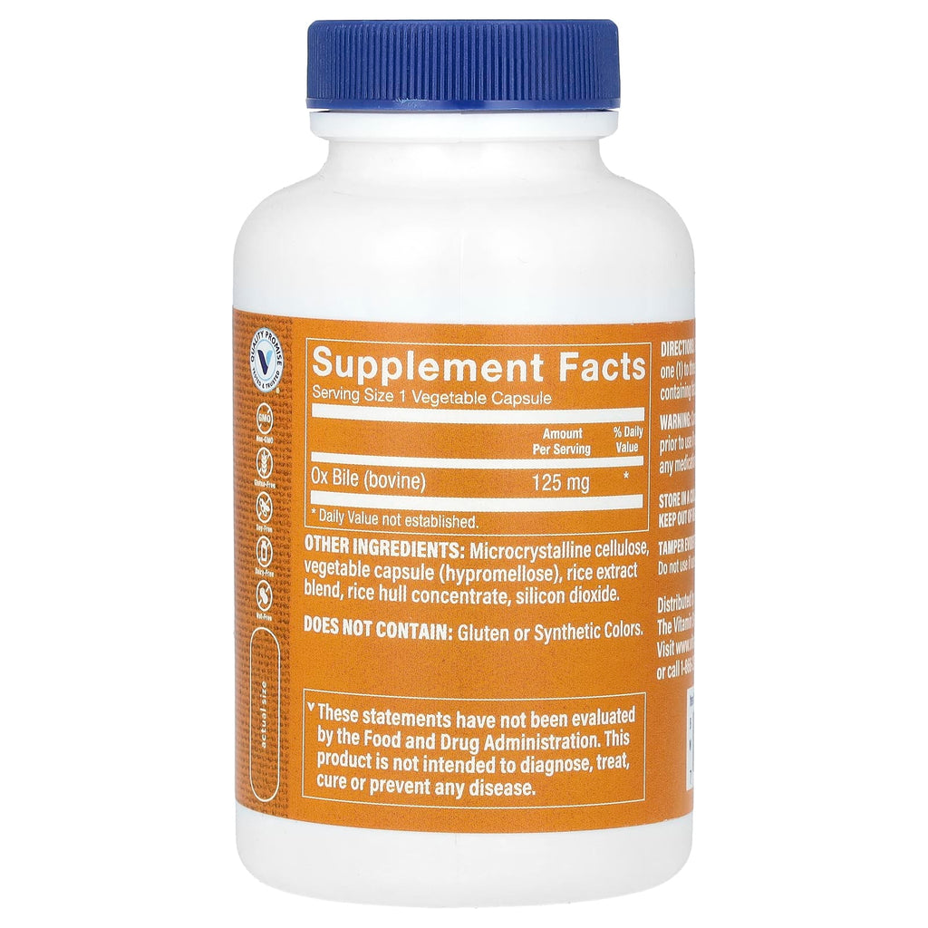 The Vitamin Shoppe, Ox Bile, 100 Vegetable Capsules (125 mg per Capsule)
