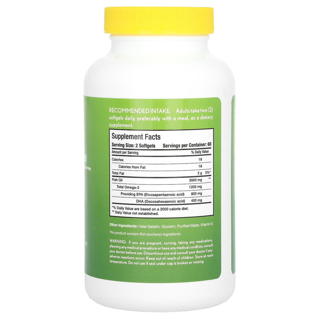 Noor Vitamins, Ultra Omega, Omega-3 Fish Oil, Ultra Potency Formula, 120 Softgels