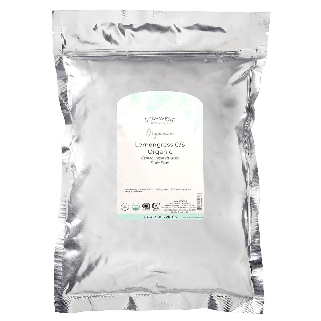 Starwest Botanicals, Organic Lemongrass C/S, 1 lb (453.6 g)